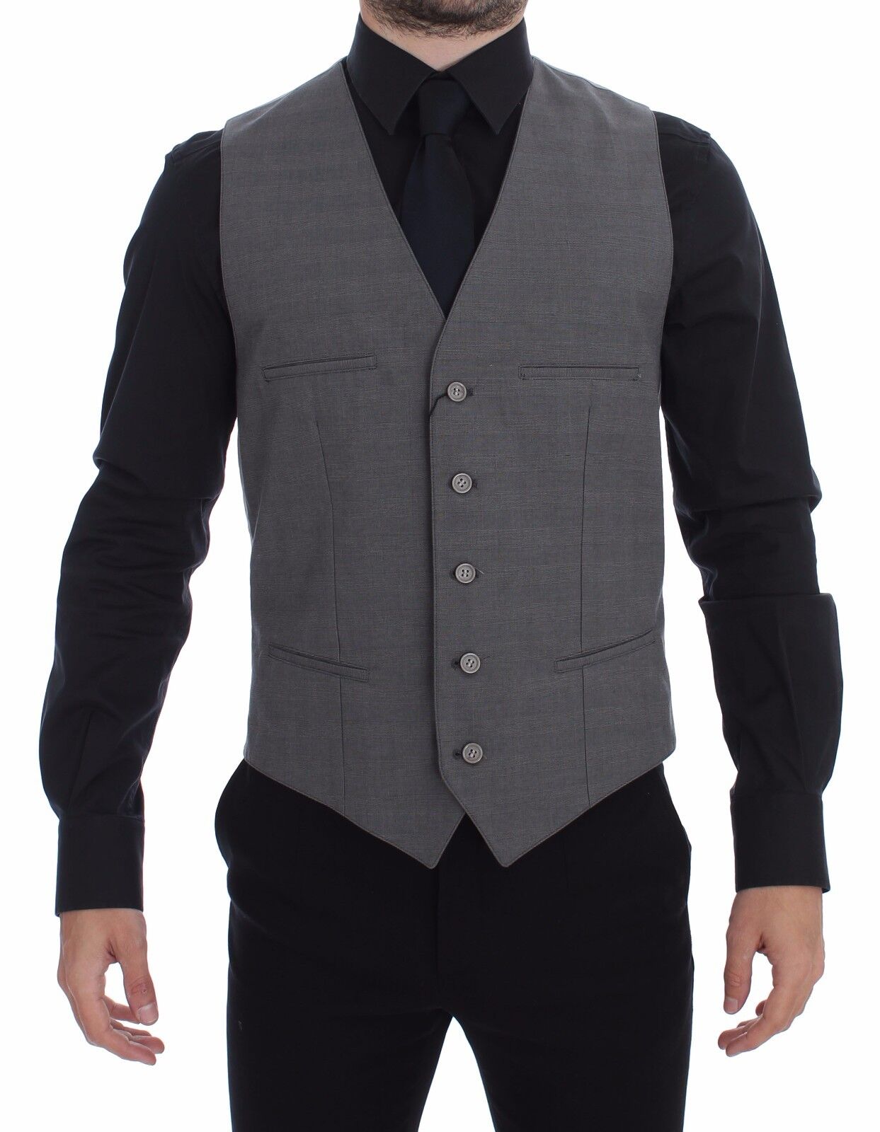 Dolce &amp; Gabbana Gilet habillé gris élégant coupe slim