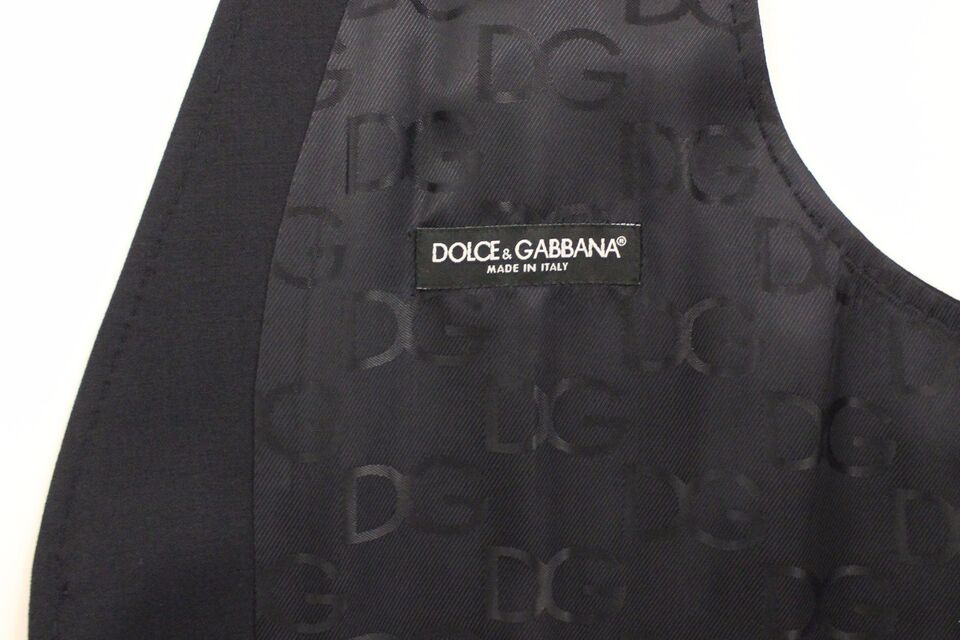 Dolce &amp; Gabbana Gilet élégant en laine et soie à rayures grises