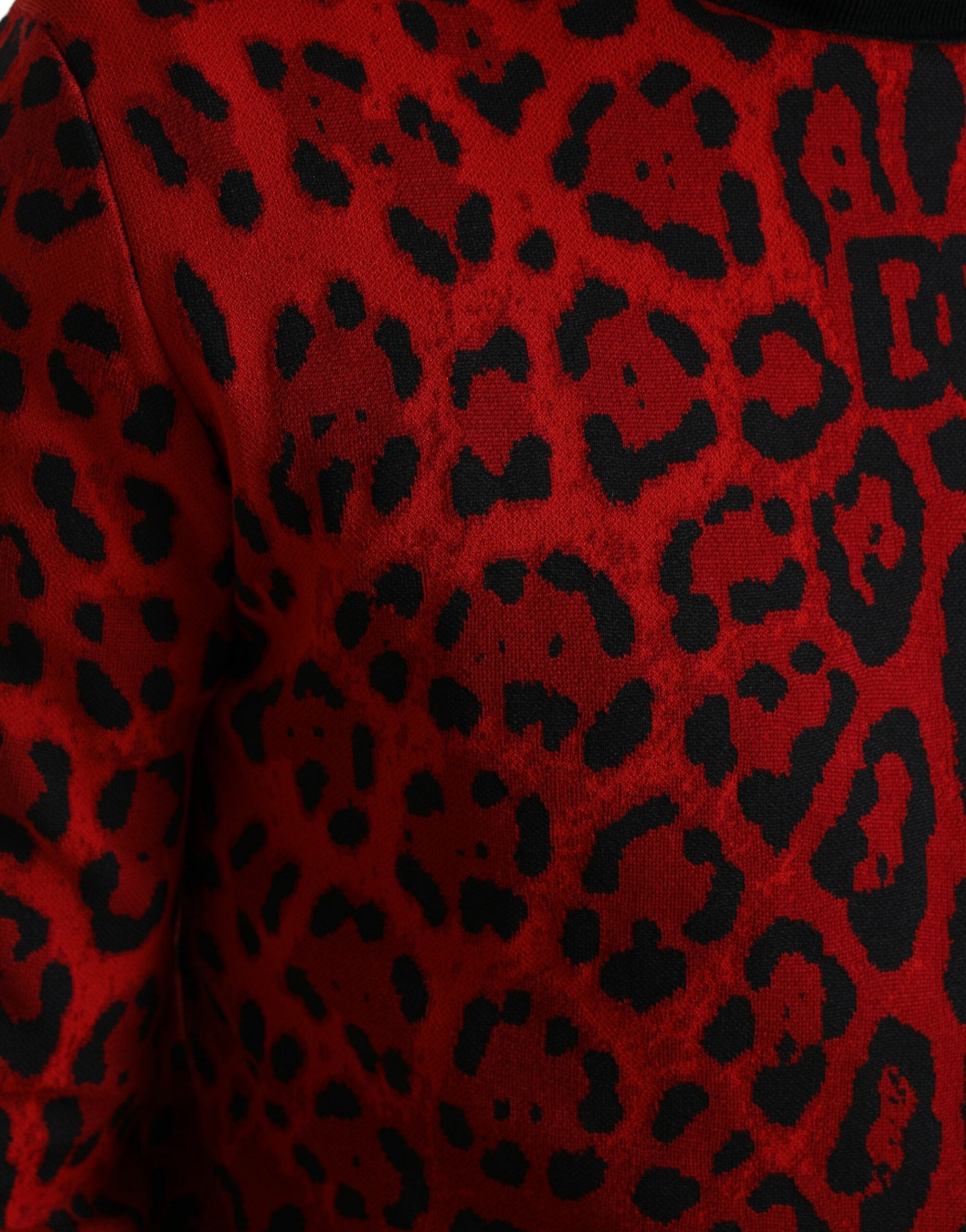 Dolce & Gabbana Pull à col roulé rouge à imprimé léopard