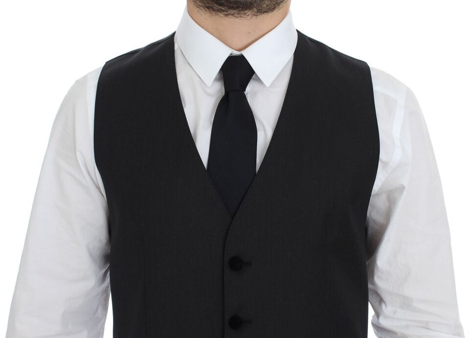 Dolce & Gabbana Elegant Gray Wool Dress Vest