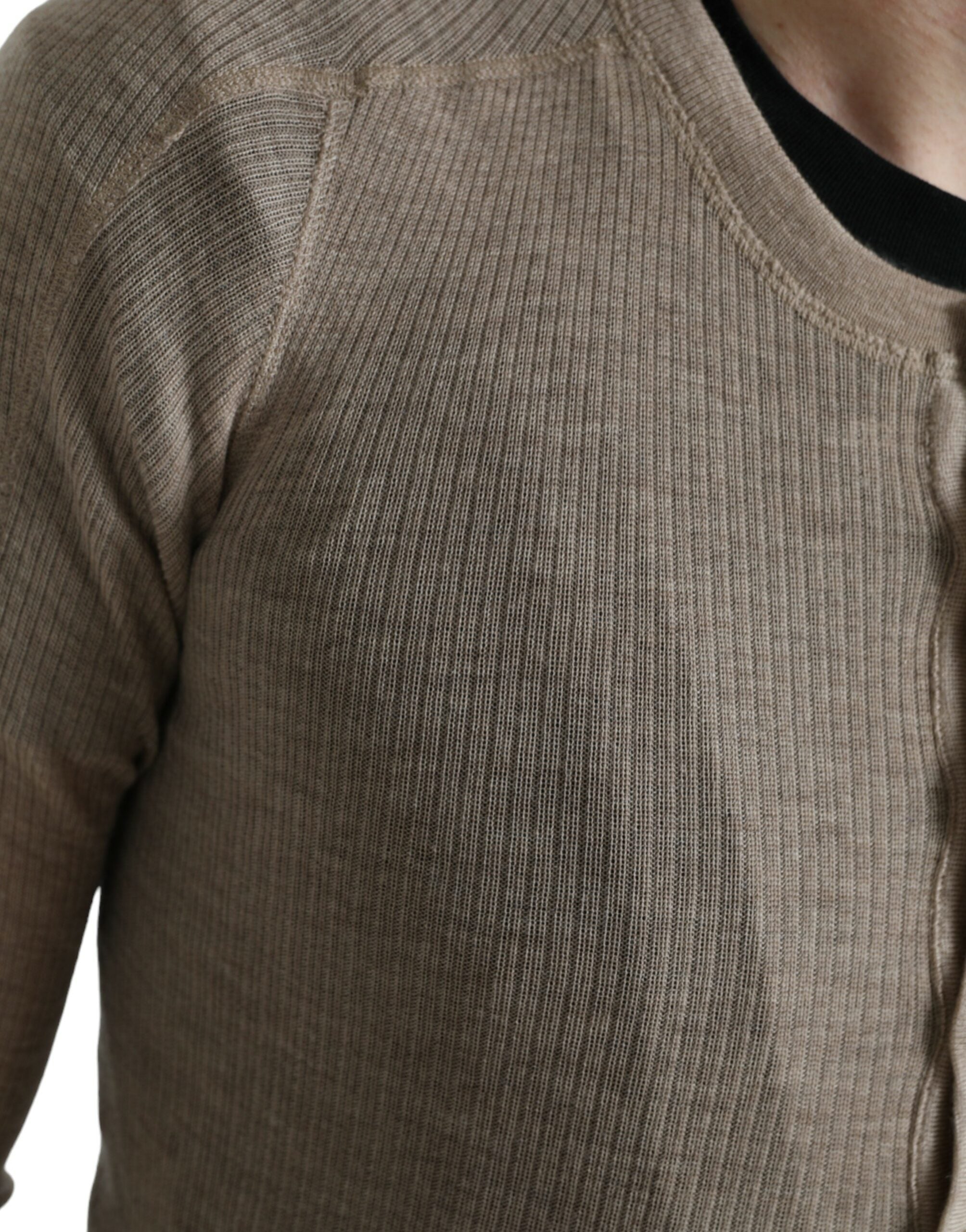 Dolce &amp; Gabbana Pull élégant en cachemire Henley beige