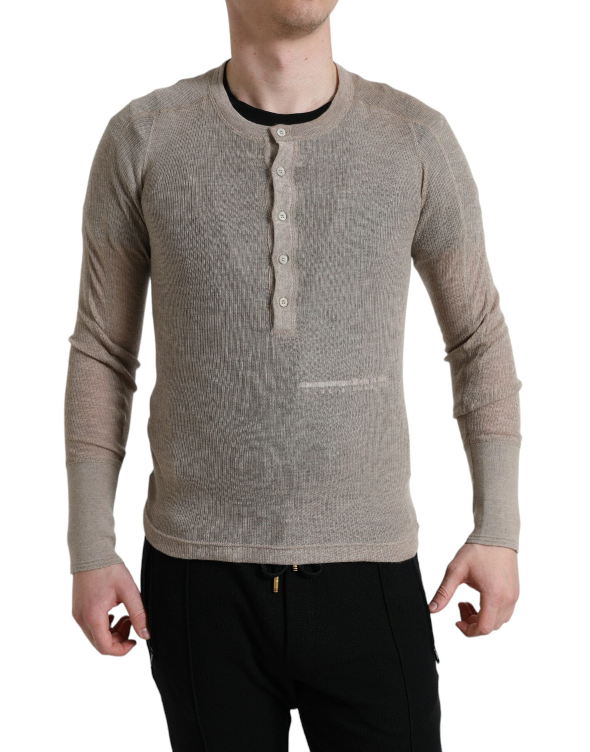 Dolce &amp; Gabbana Pull élégant en cachemire Henley beige