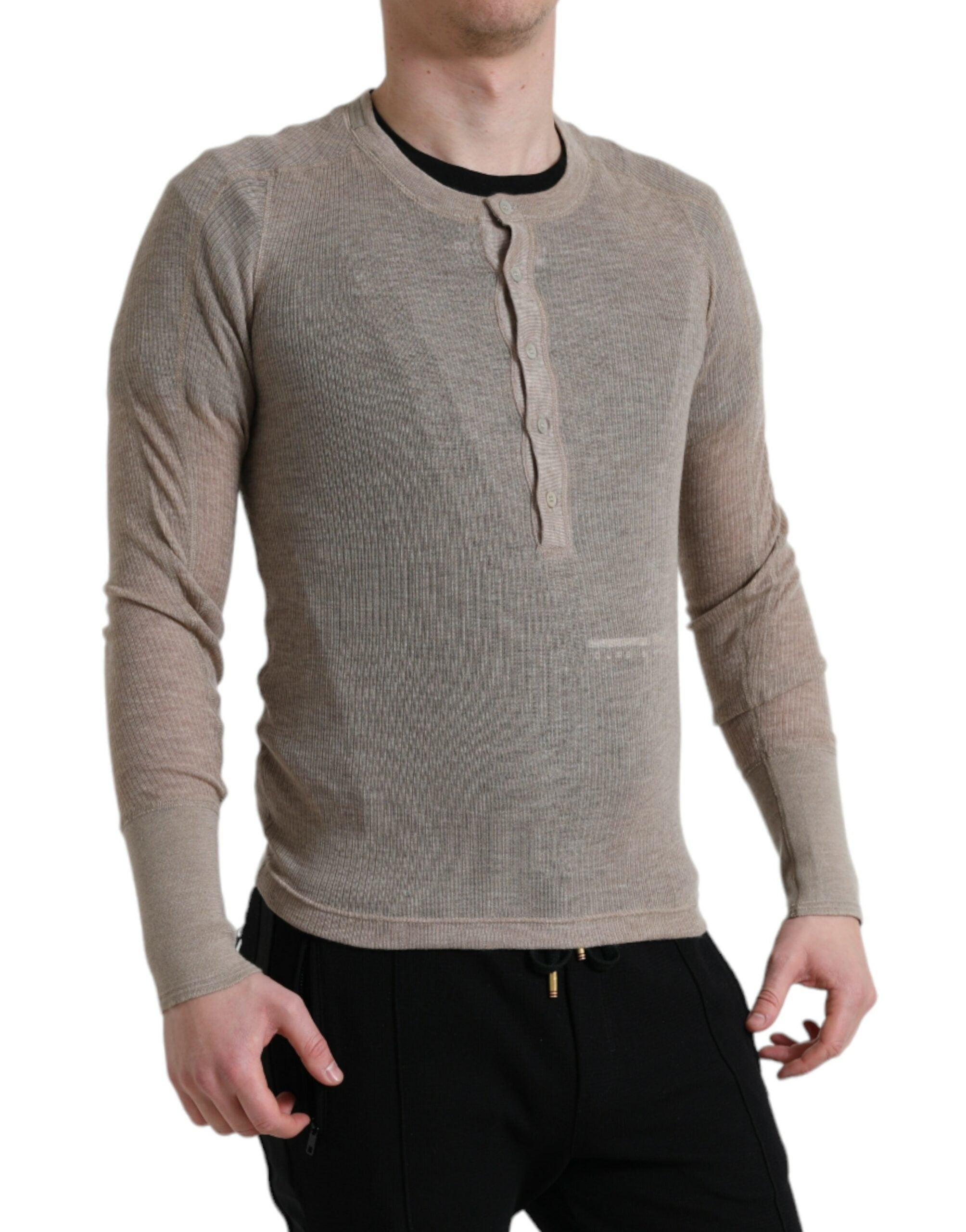 Dolce &amp; Gabbana Pull élégant en cachemire Henley beige