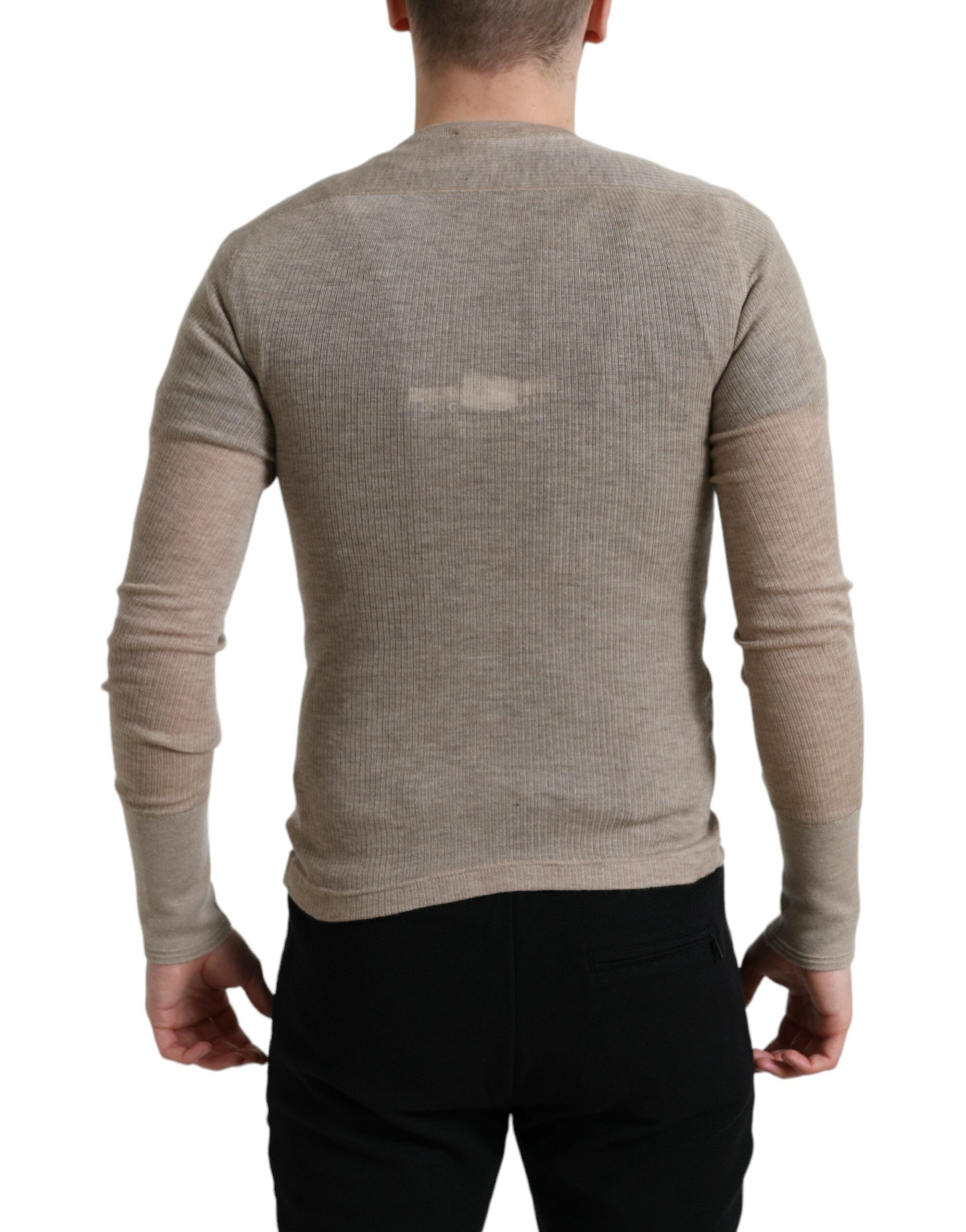 Dolce &amp; Gabbana Pull élégant en cachemire Henley beige