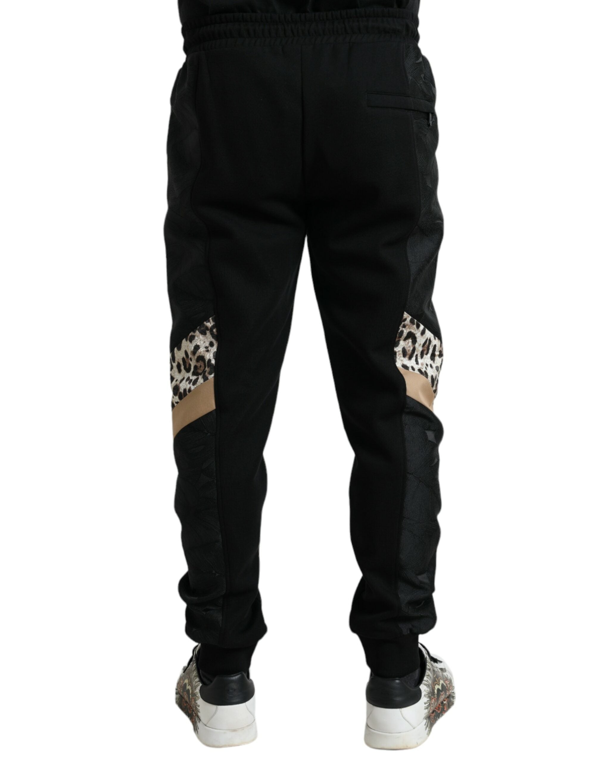 Dolce &amp; Gabbana Pantalon de jogging léopard noir élégant