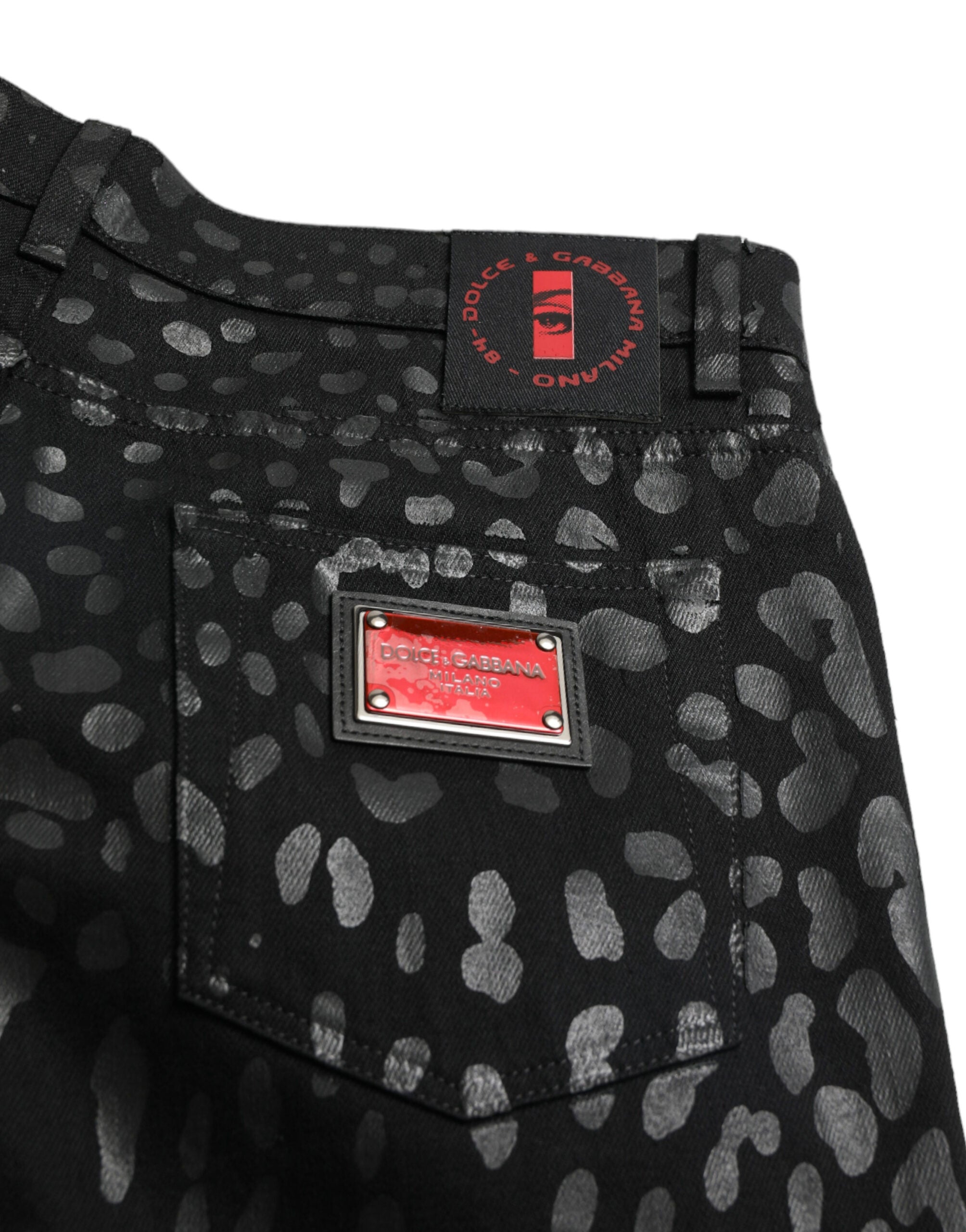 Dolce &amp; Gabbana Jeans noir à motifs coupe slim exquise