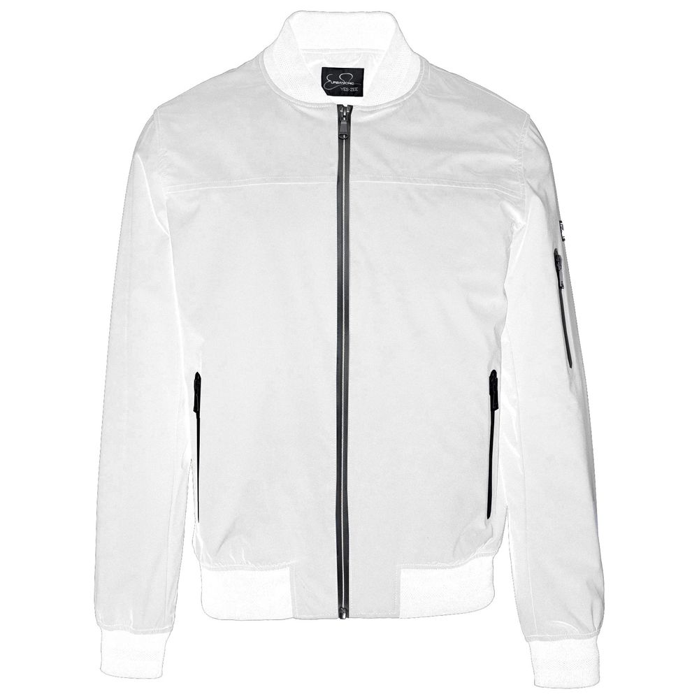 Yes Zee White Nylon Men Bomber Jacket