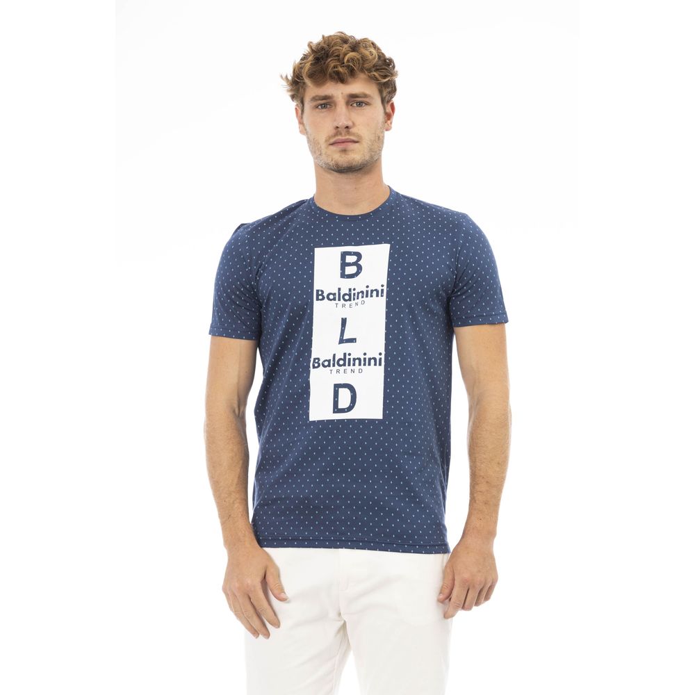 Baldinini Trend T-shirt élégant en coton bleu avec imprimé chic sur le devant