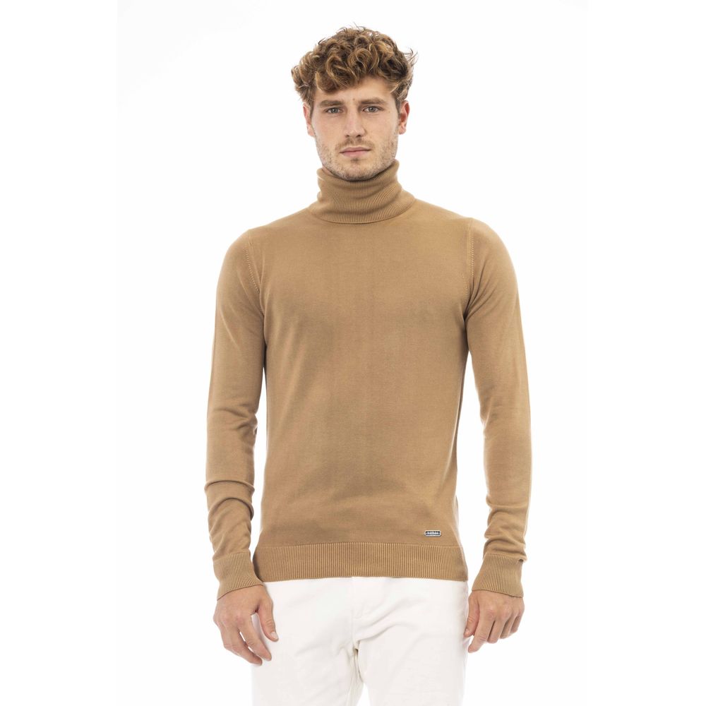 Pull à col roulé en modal et cachemire beige Baldinini Trend