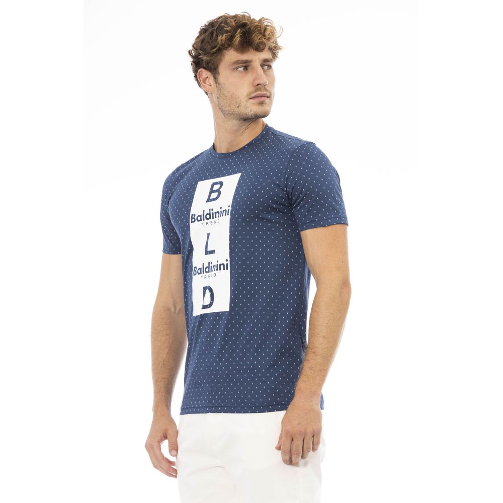 Baldinini Trend T-shirt élégant en coton bleu avec imprimé chic sur le devant