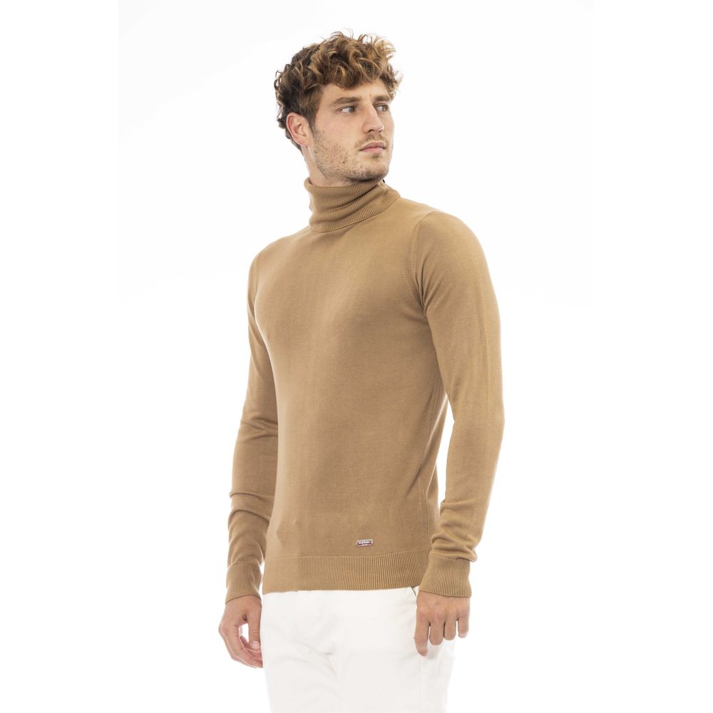 Pull à col roulé en modal et cachemire beige Baldinini Trend