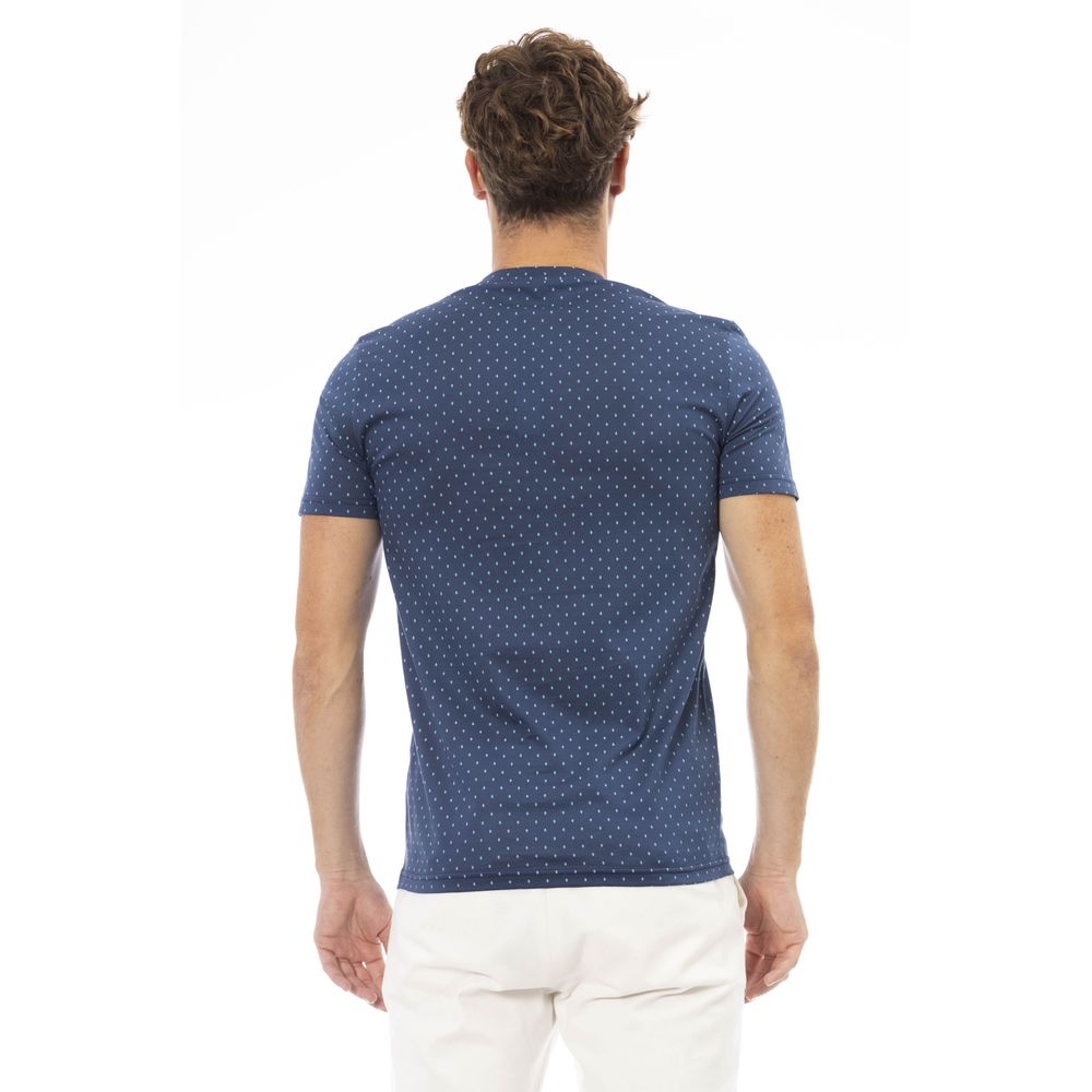 Baldinini Trend T-shirt élégant en coton bleu avec imprimé chic sur le devant