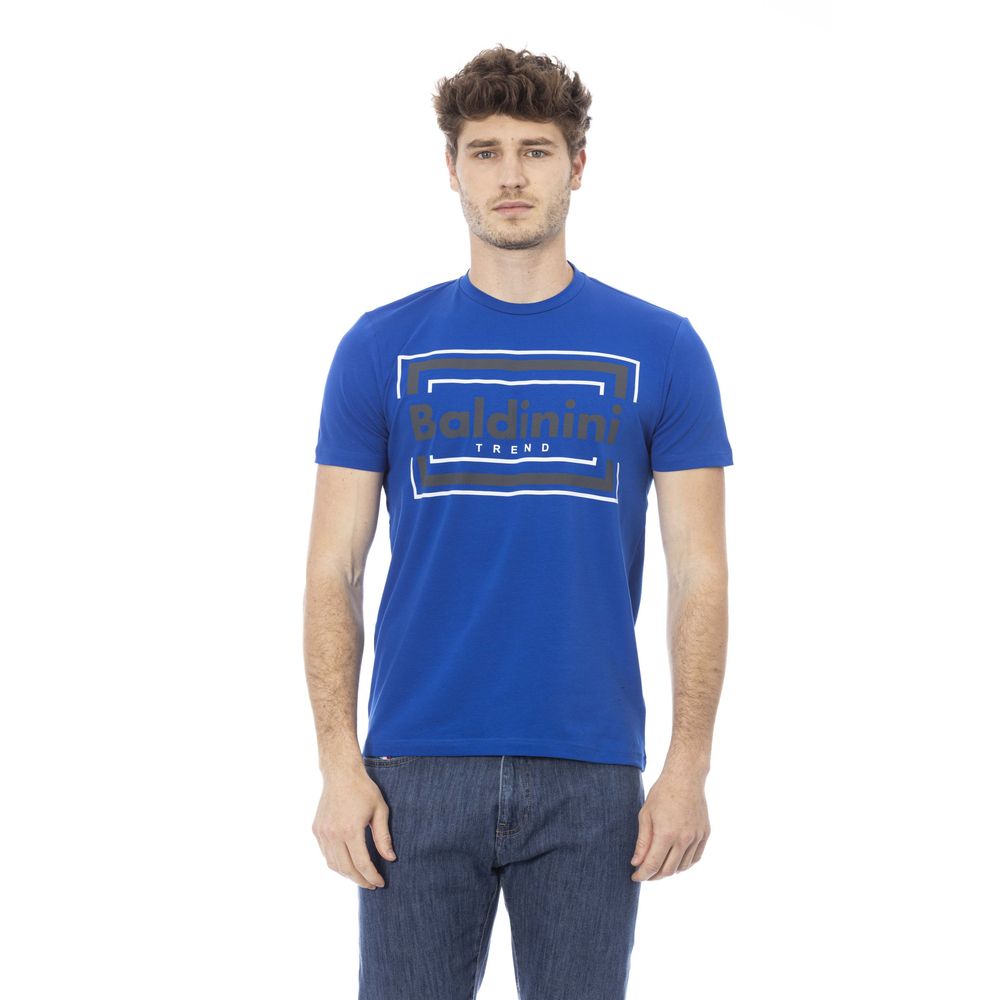 Baldinini Trend Chic T-shirt en coton bleu avec imprimé élégant sur le devant