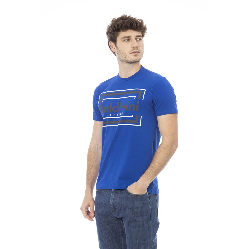 Baldinini Trend Chic T-shirt en coton bleu avec imprimé élégant sur le devant