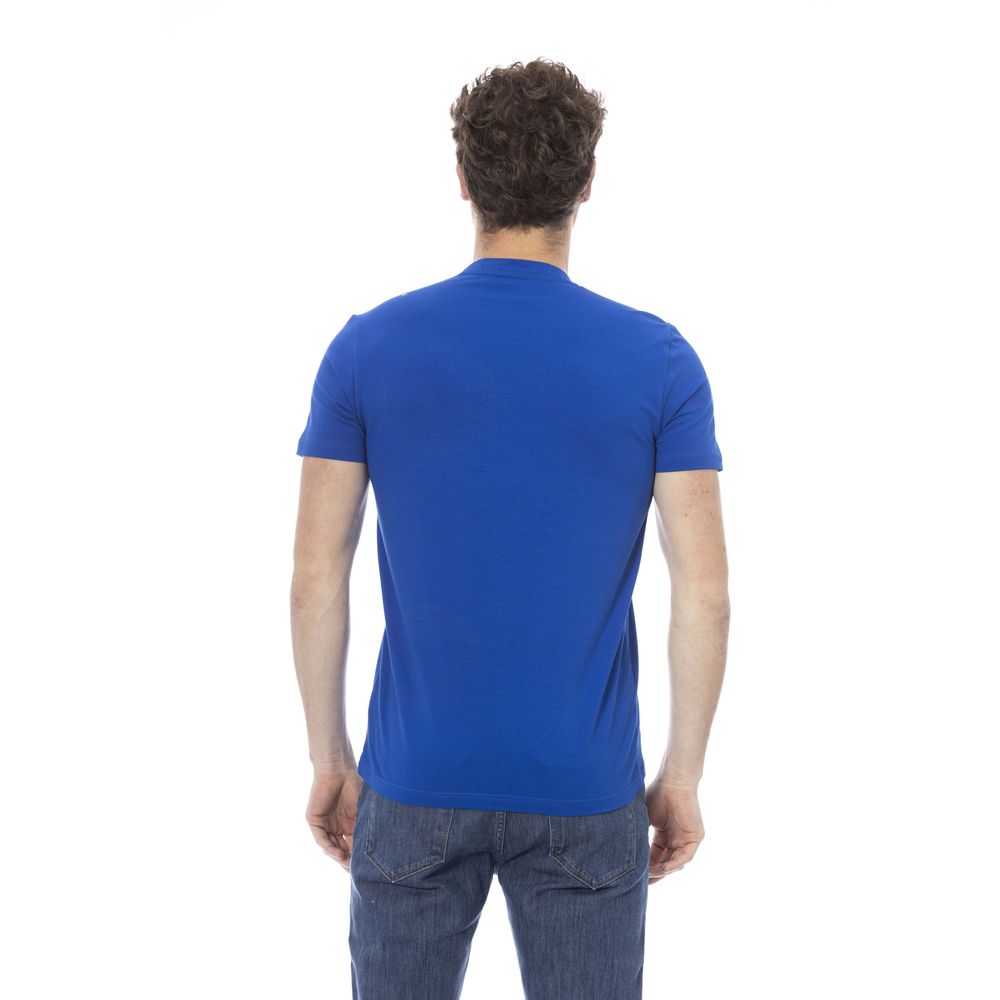 Baldinini Trend Chic T-shirt en coton bleu avec imprimé élégant sur le devant