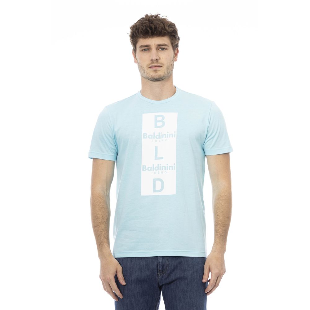 Baldinini Trend Chic T-shirt en coton bleu clair avec imprimé sur le devant