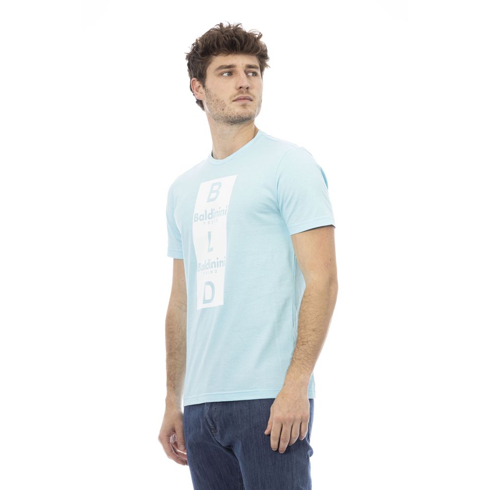 Baldinini Trend Chic T-shirt en coton bleu clair avec imprimé sur le devant