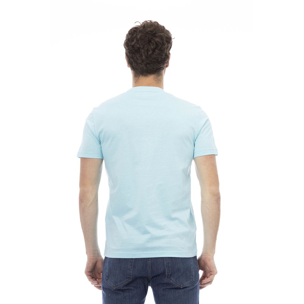 Baldinini Trend Chic T-shirt en coton bleu clair avec imprimé sur le devant