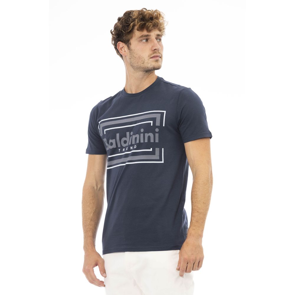 Baldinini Trend T-shirt élégant en coton bleu avec imprimé chic sur le devant