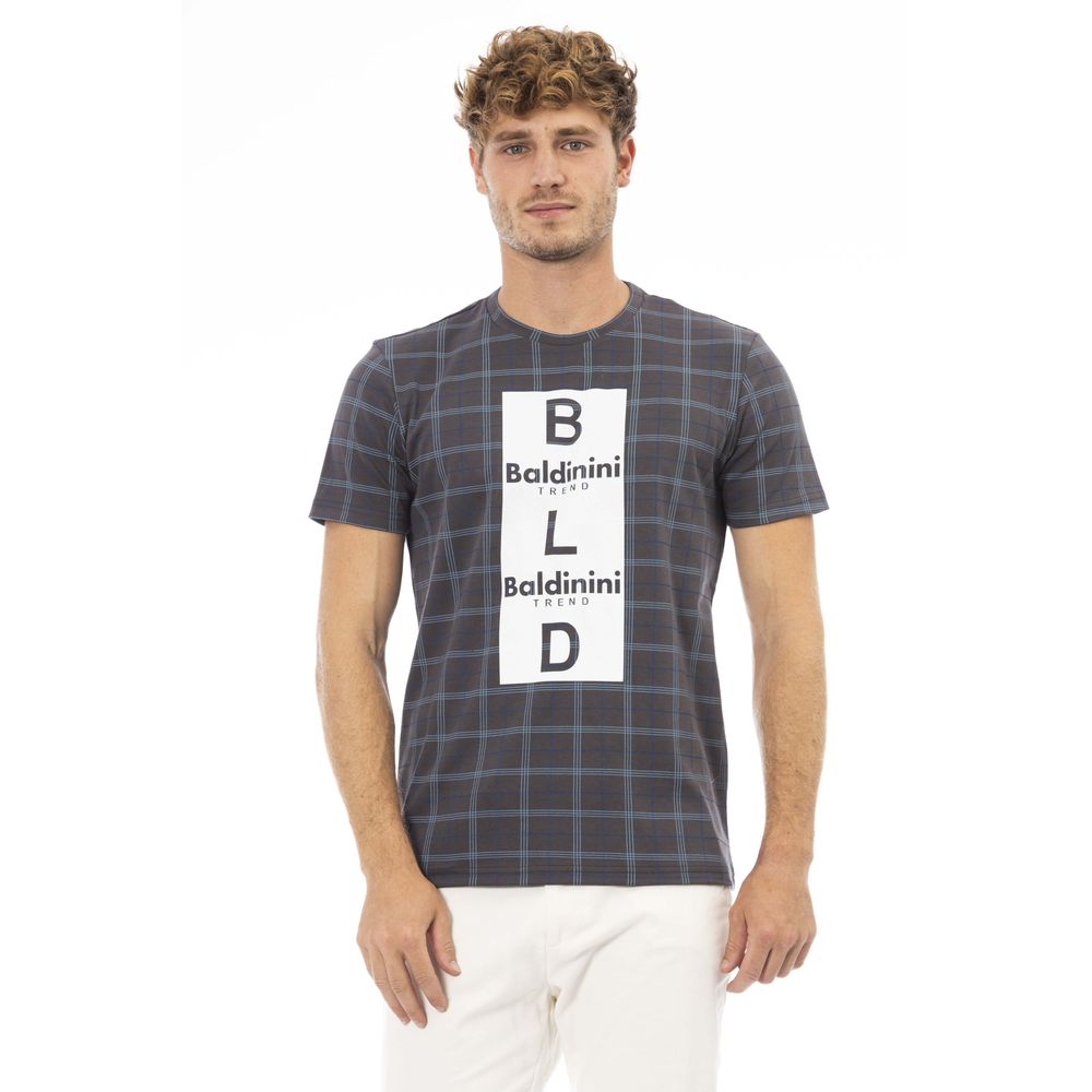 Baldinini Trend Chic T-shirt en coton gris avec imprimé élégant sur le devant