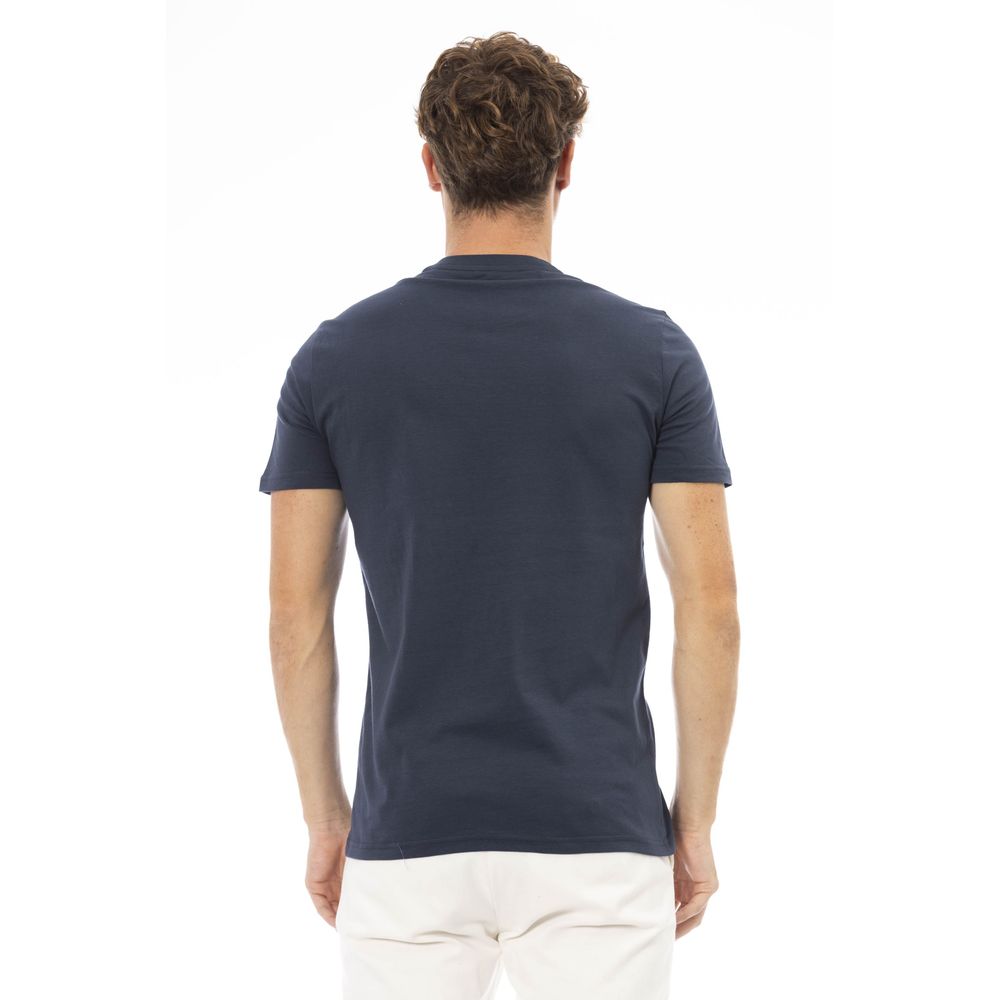 Baldinini Trend T-shirt élégant en coton bleu avec imprimé chic sur le devant