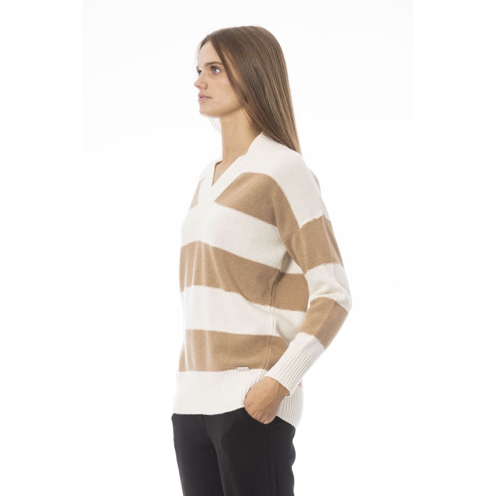 Baldinini Trend élégant pull beige à col en V