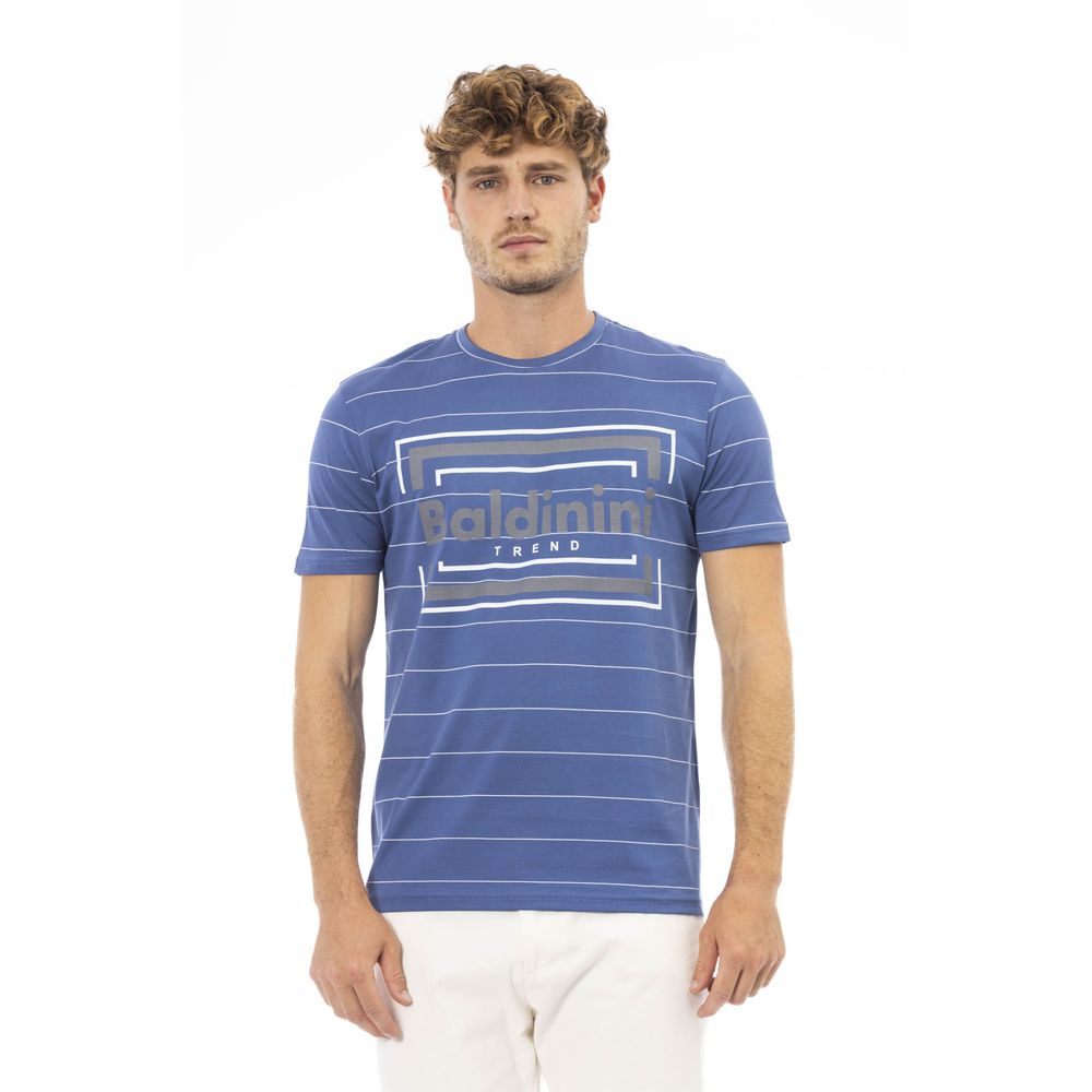 Baldinini Trend T-shirt élégant en coton bleu avec imprimé exclusif