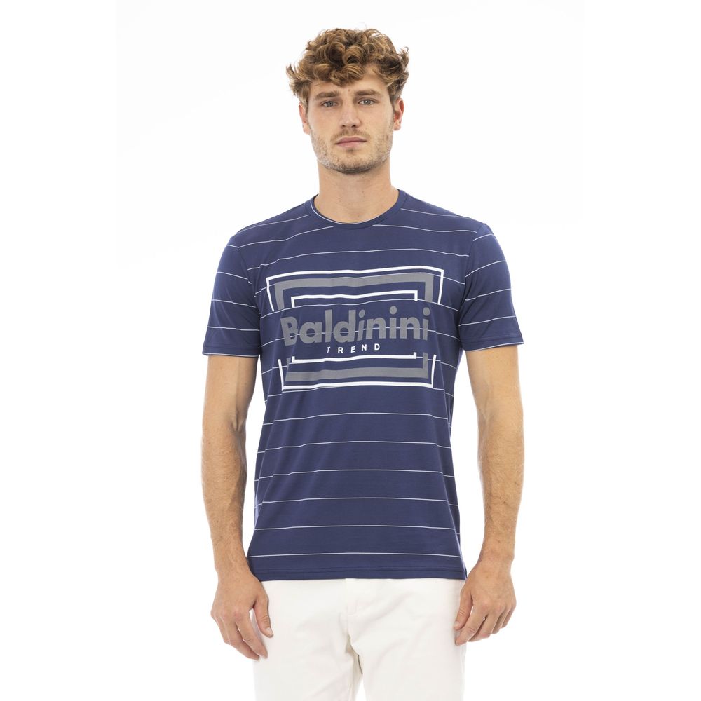 Baldinini Trend Chic T-shirt en coton bleu avec imprimé sur le devant