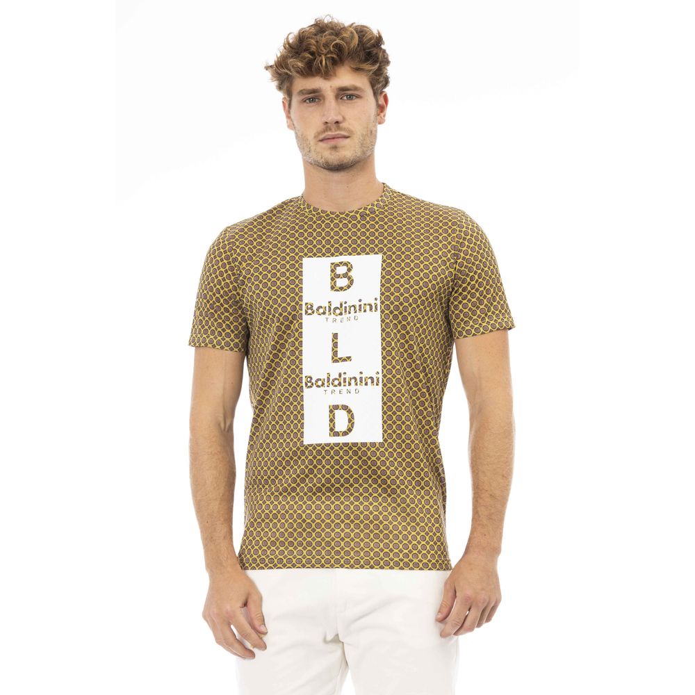 Baldinini Trend T-shirt élégant en coton gris avec imprimé élégant sur le devant