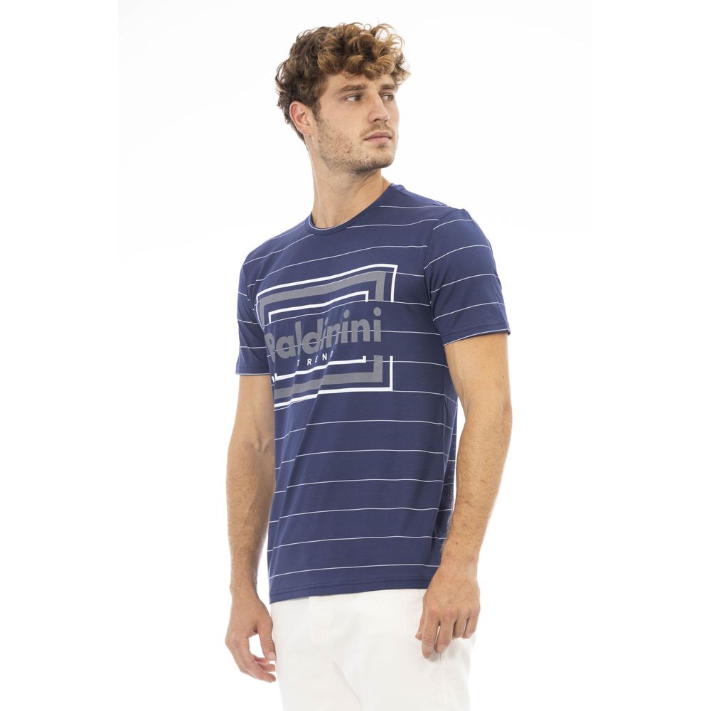 Baldinini Trend Chic T-shirt en coton bleu avec imprimé sur le devant