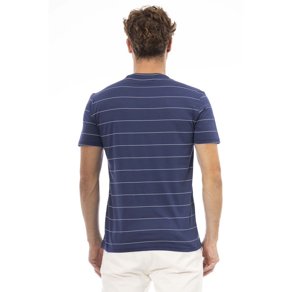 Baldinini Trend Chic T-shirt en coton bleu avec imprimé sur le devant