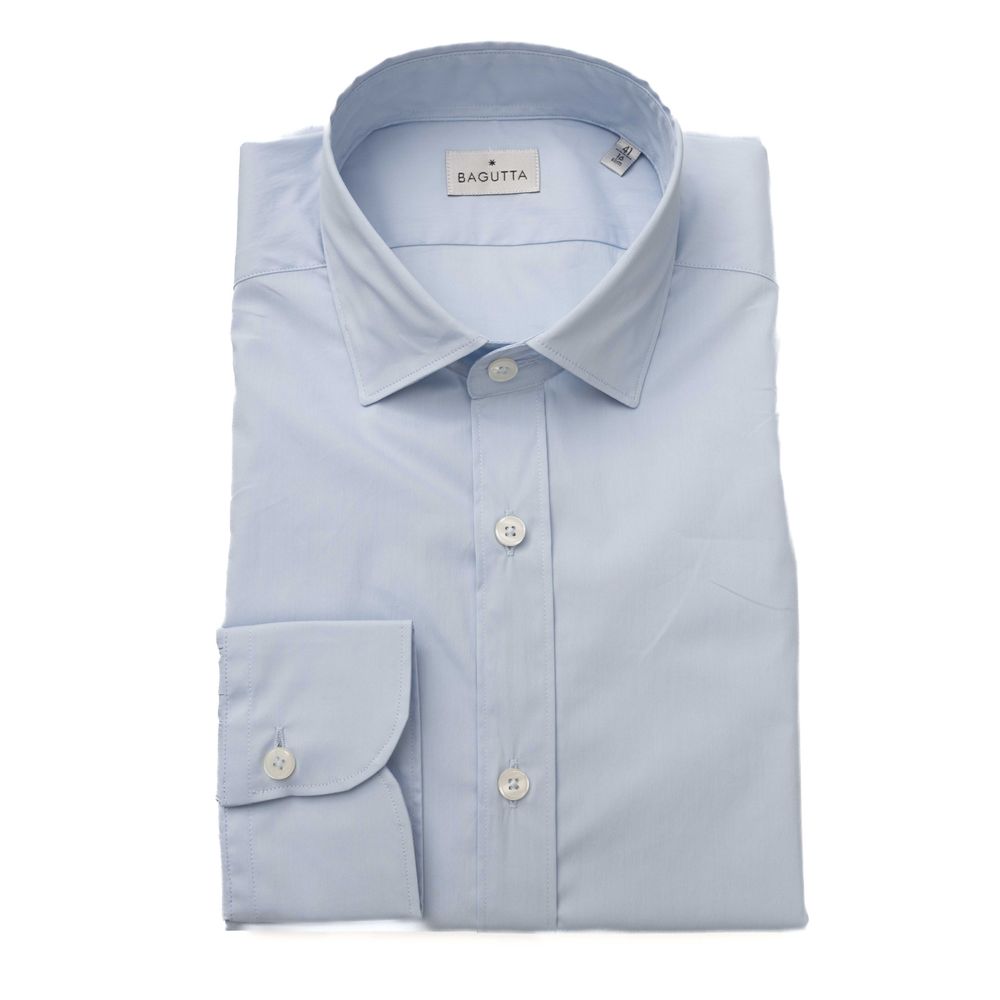 Bagutta Light Blue Cotton Men Shirt