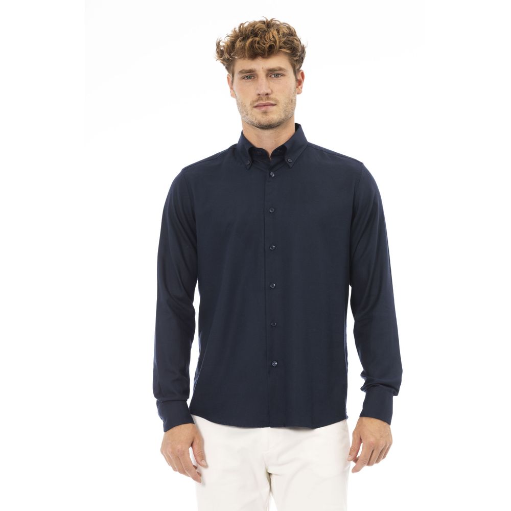 Baldinini Trend Chemise boutonnée élégante en coton bleu