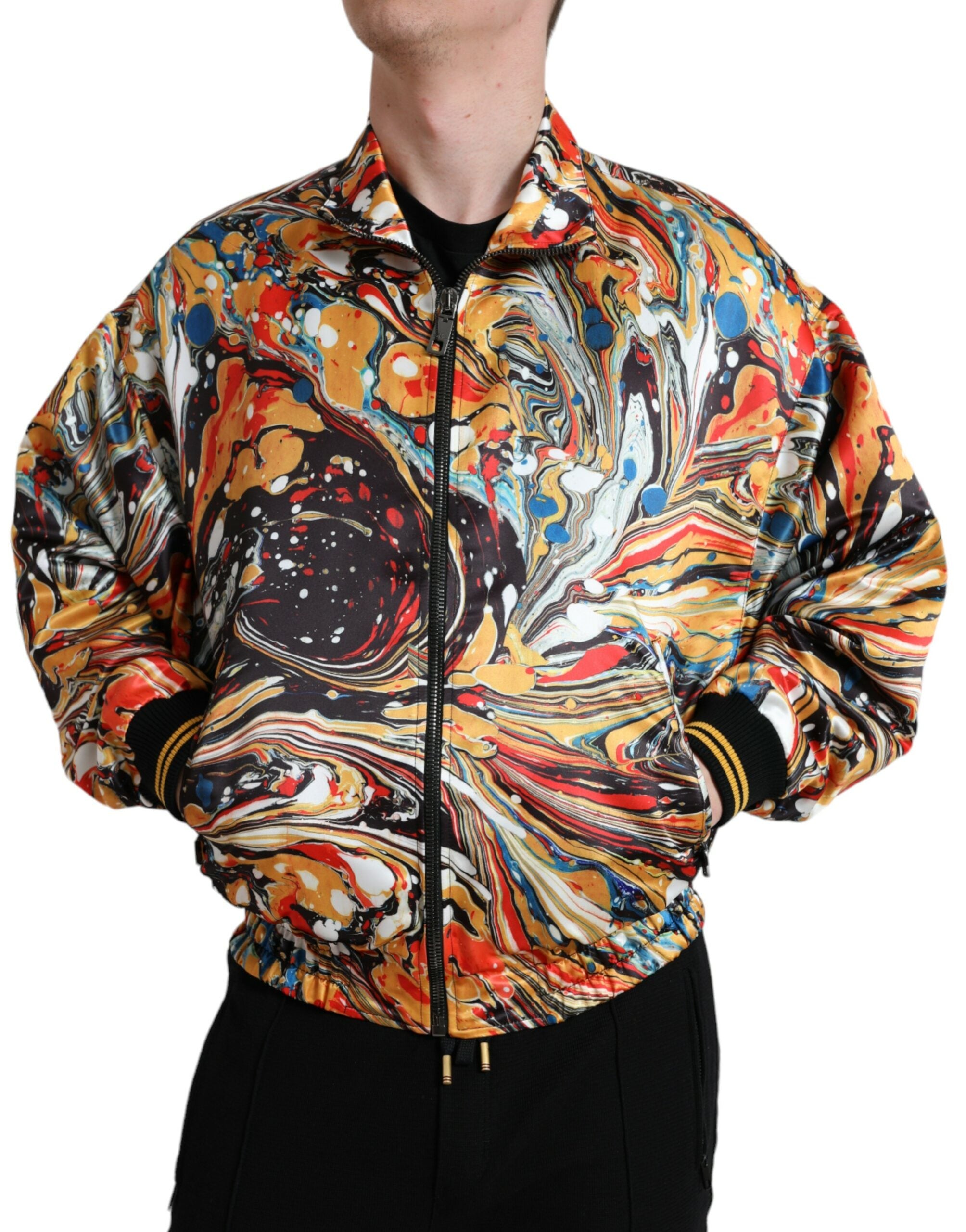 Dolce & Gabbana Blouson aviateur en polyester abstrait multicolore