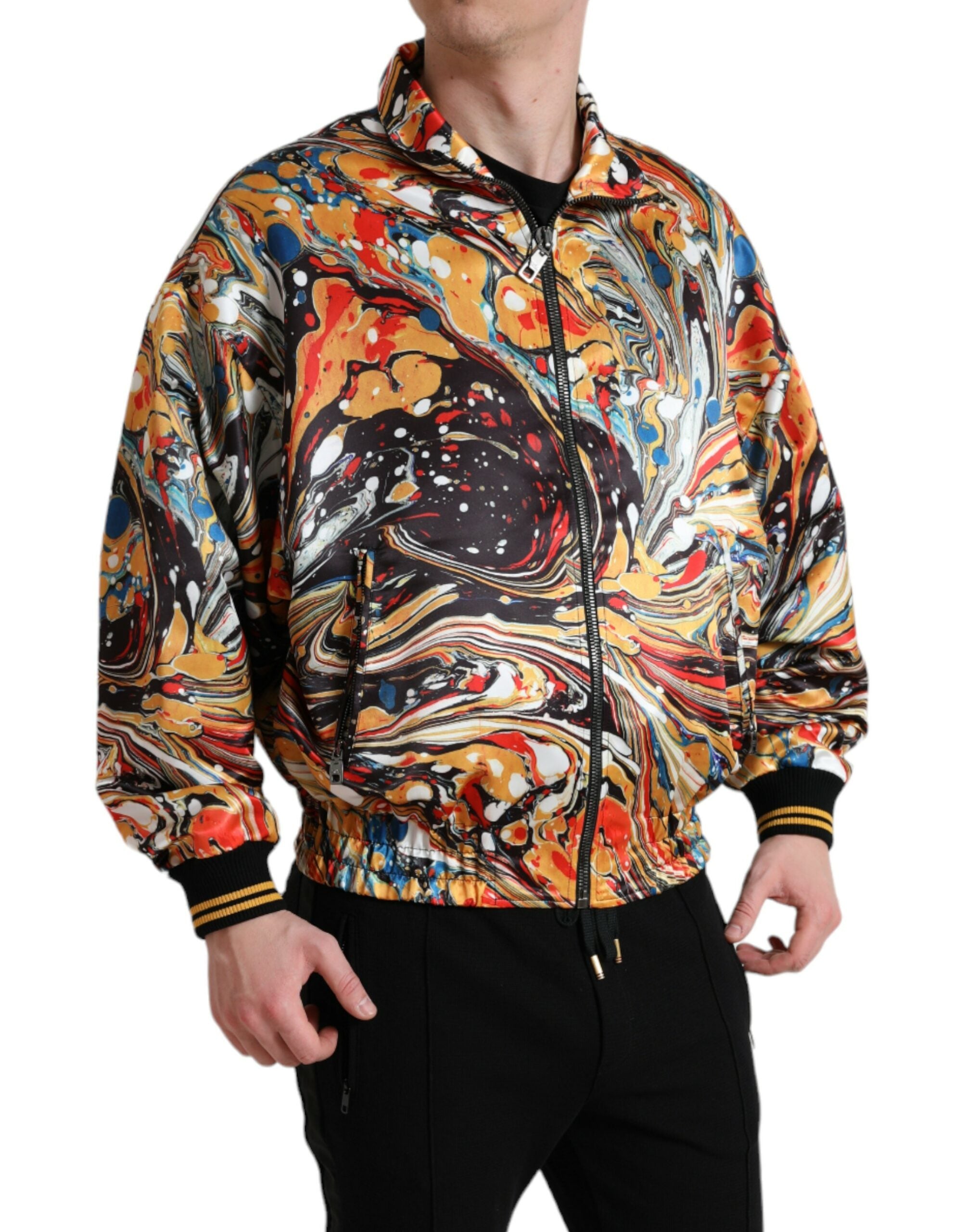 Dolce & Gabbana Blouson aviateur en polyester abstrait multicolore