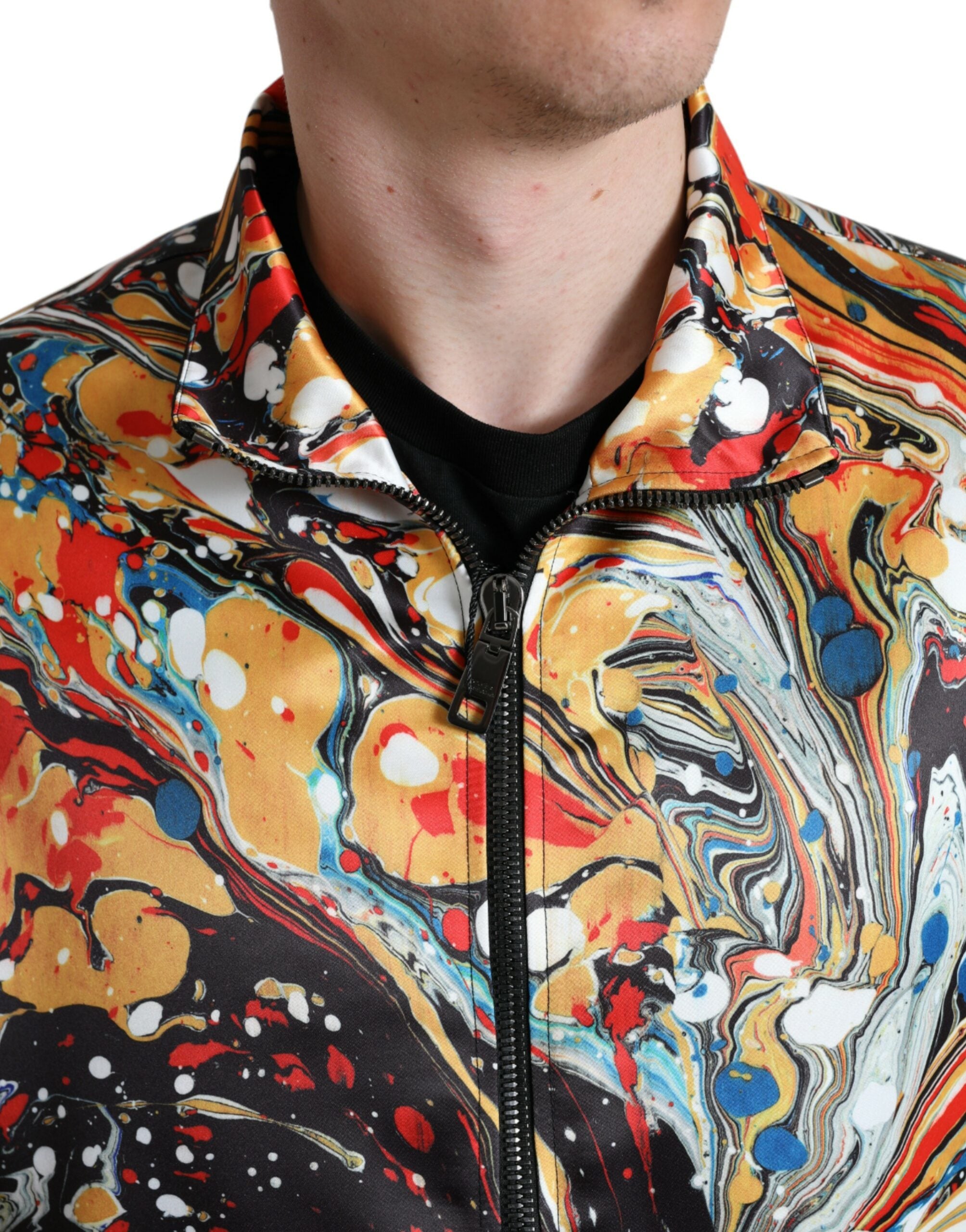 Dolce & Gabbana Blouson aviateur en polyester abstrait multicolore