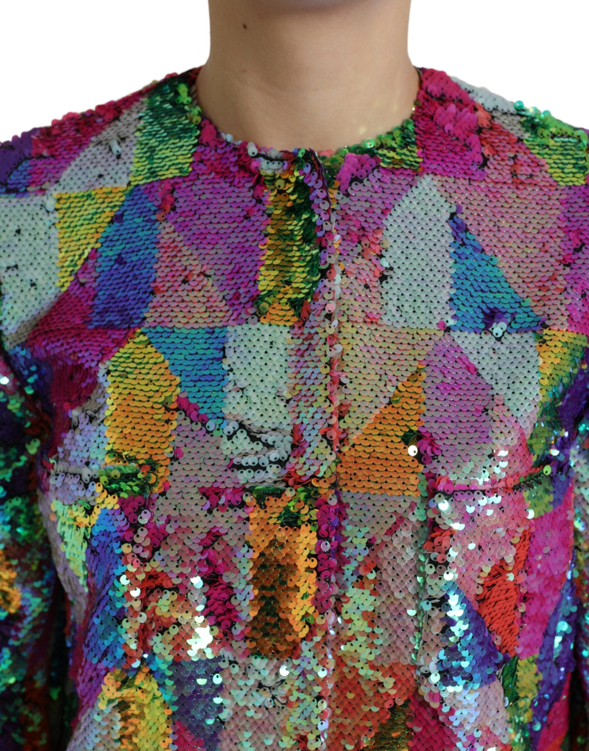 Dolce & Gabbana Veste manteau à paillettes en polyester multicolore