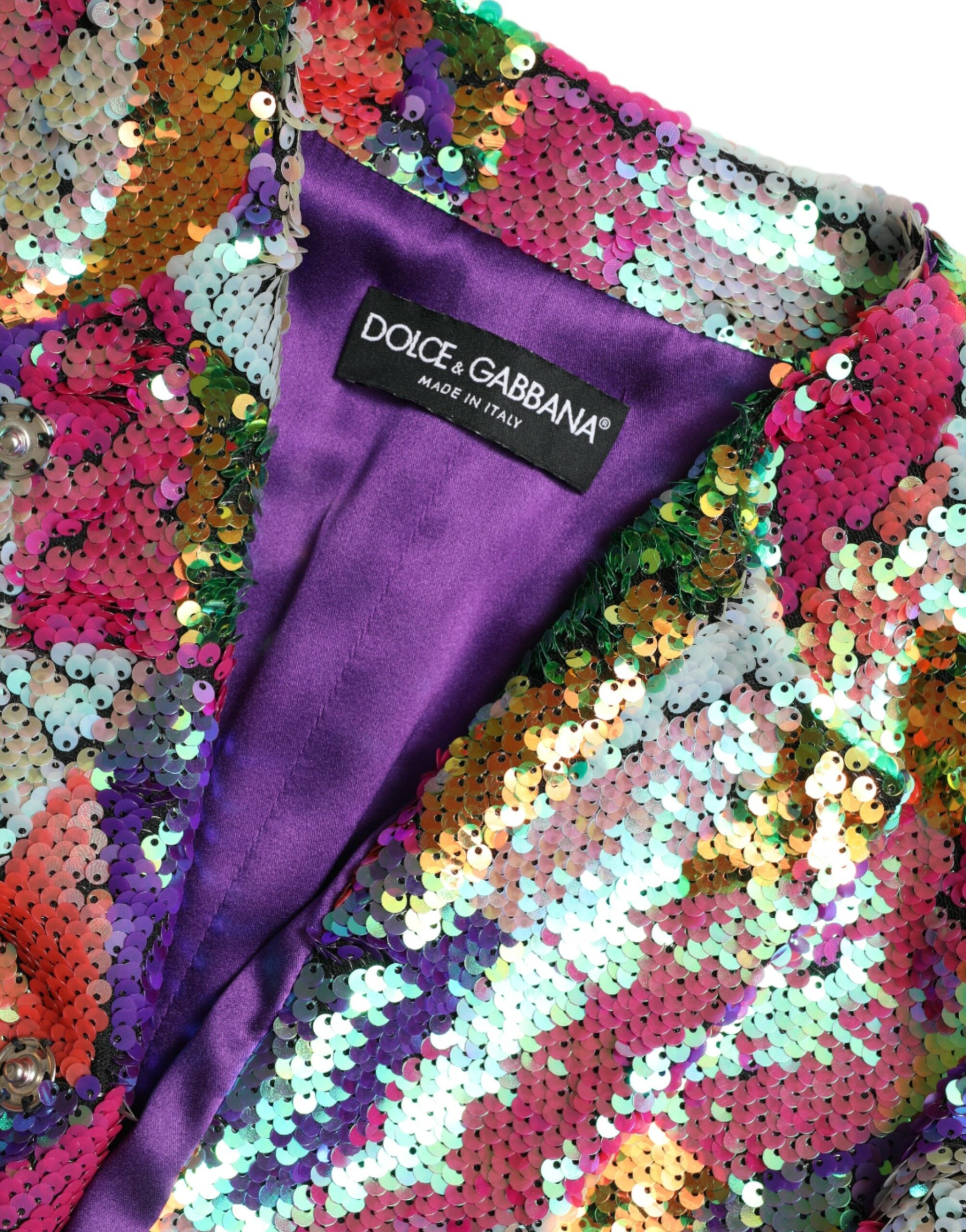 Dolce & Gabbana Veste manteau à paillettes en polyester multicolore