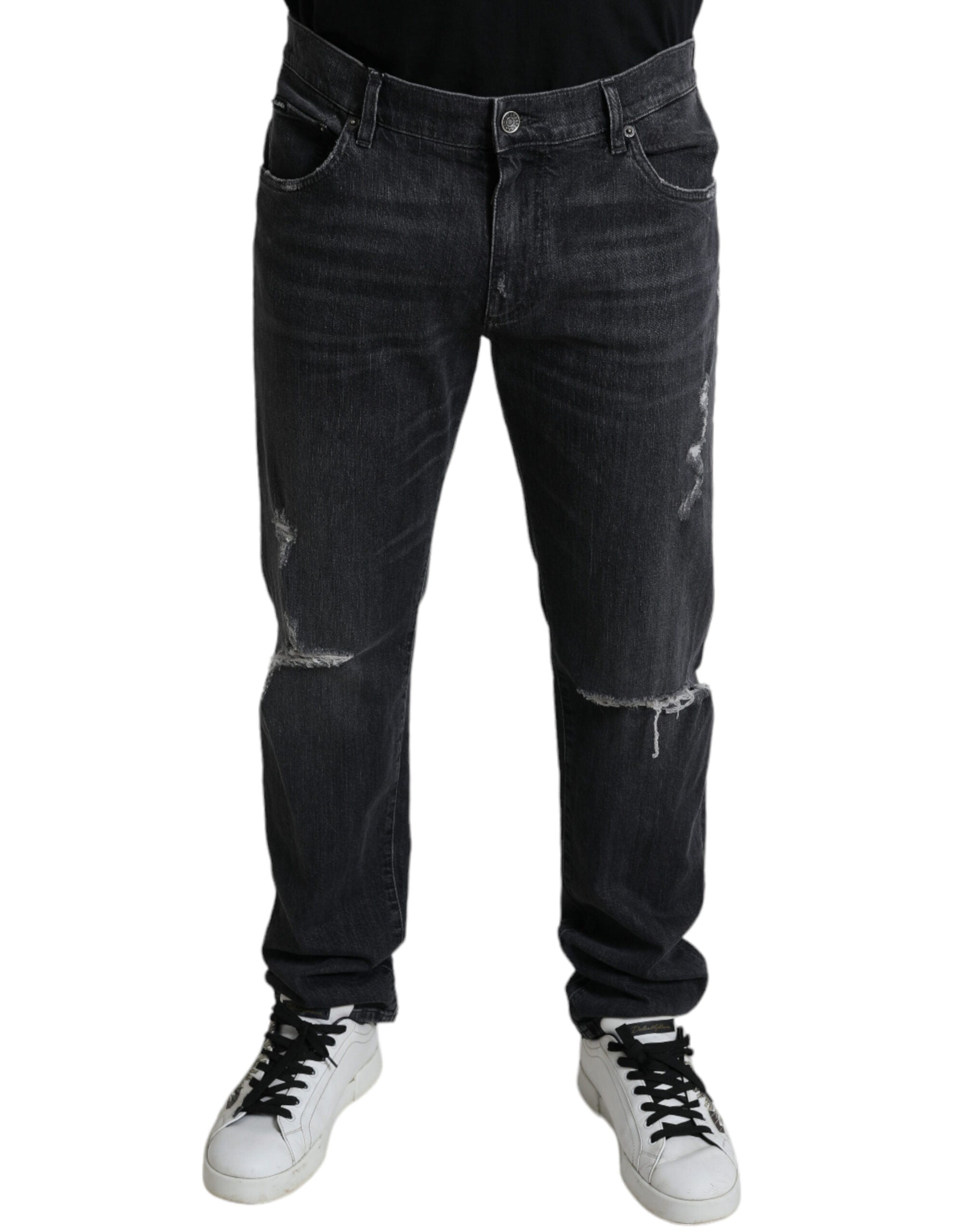 Dolce &amp; Gabbana Jean slim élégant en denim en lambeaux