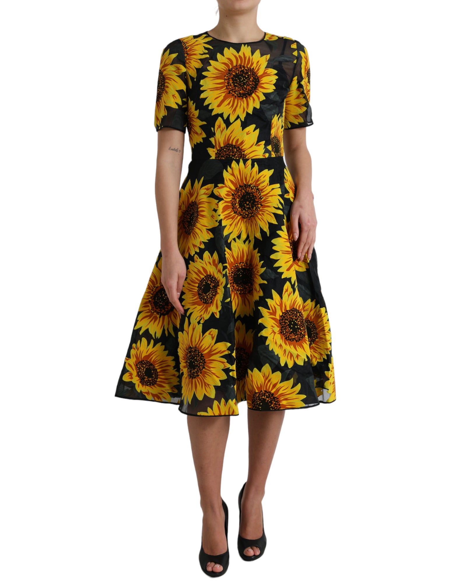 Dolce &amp; Gabbana Robe midi trapèze estivale tournesol