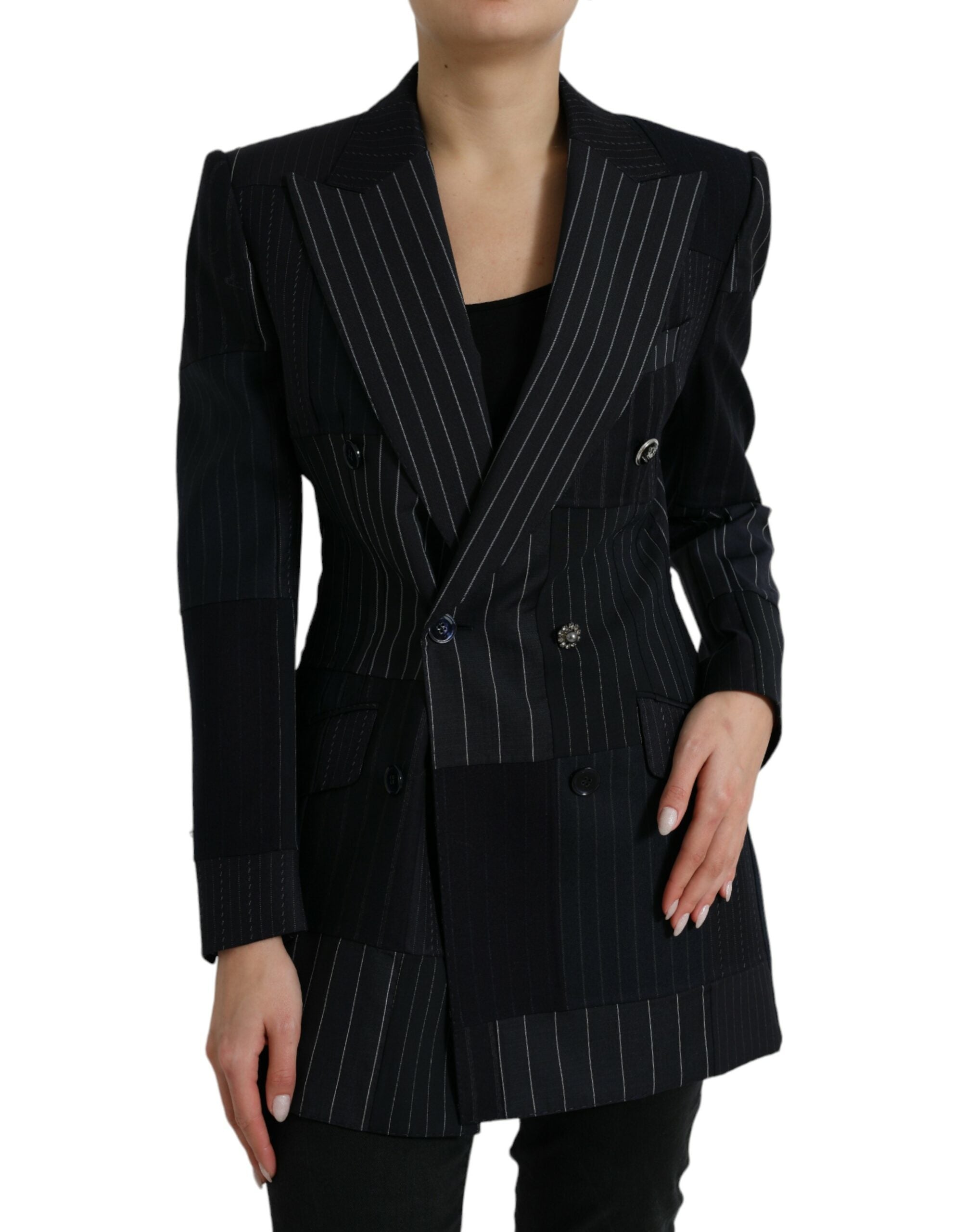 Dolce &amp; Gabbana Blazer élégant en laine vierge rayée