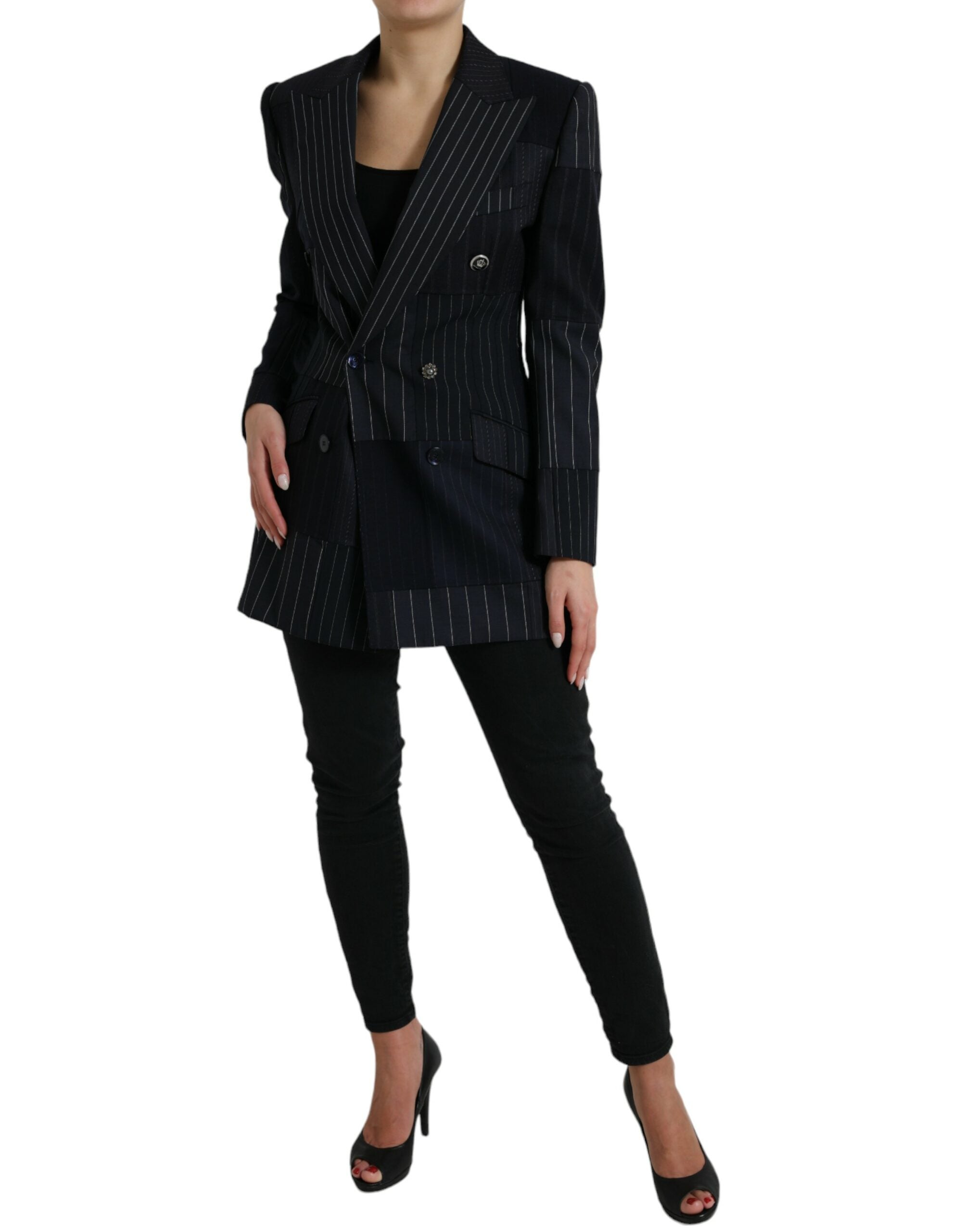 Dolce &amp; Gabbana Blazer élégant en laine vierge rayée