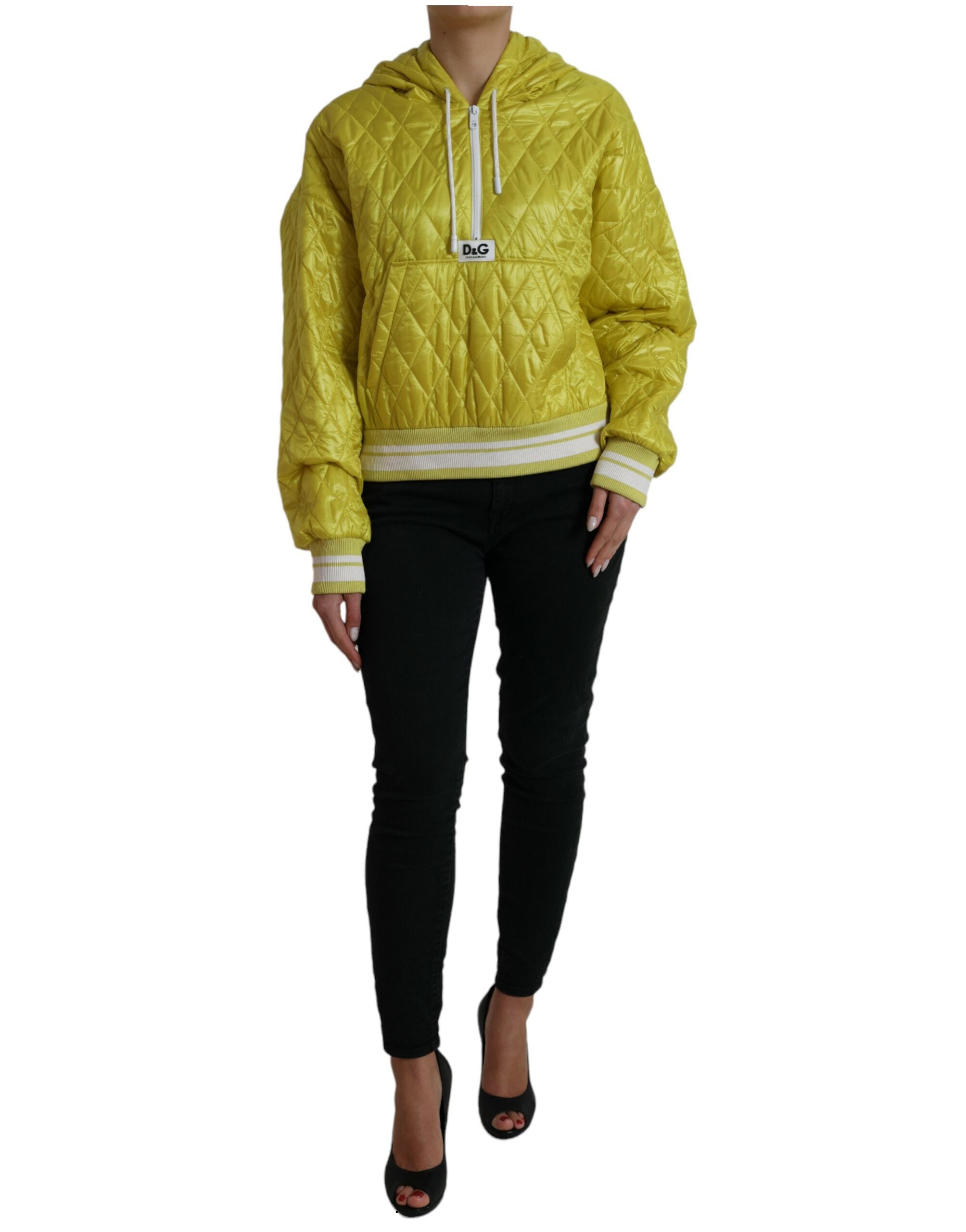 Dolce & Gabbana Veste pull à capuche matelassée en nylon jaune