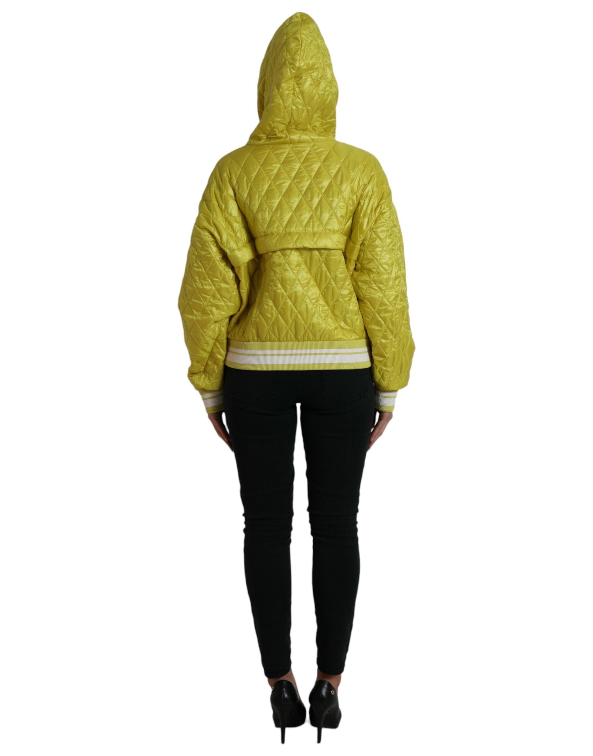 Dolce & Gabbana Veste pull à capuche matelassée en nylon jaune