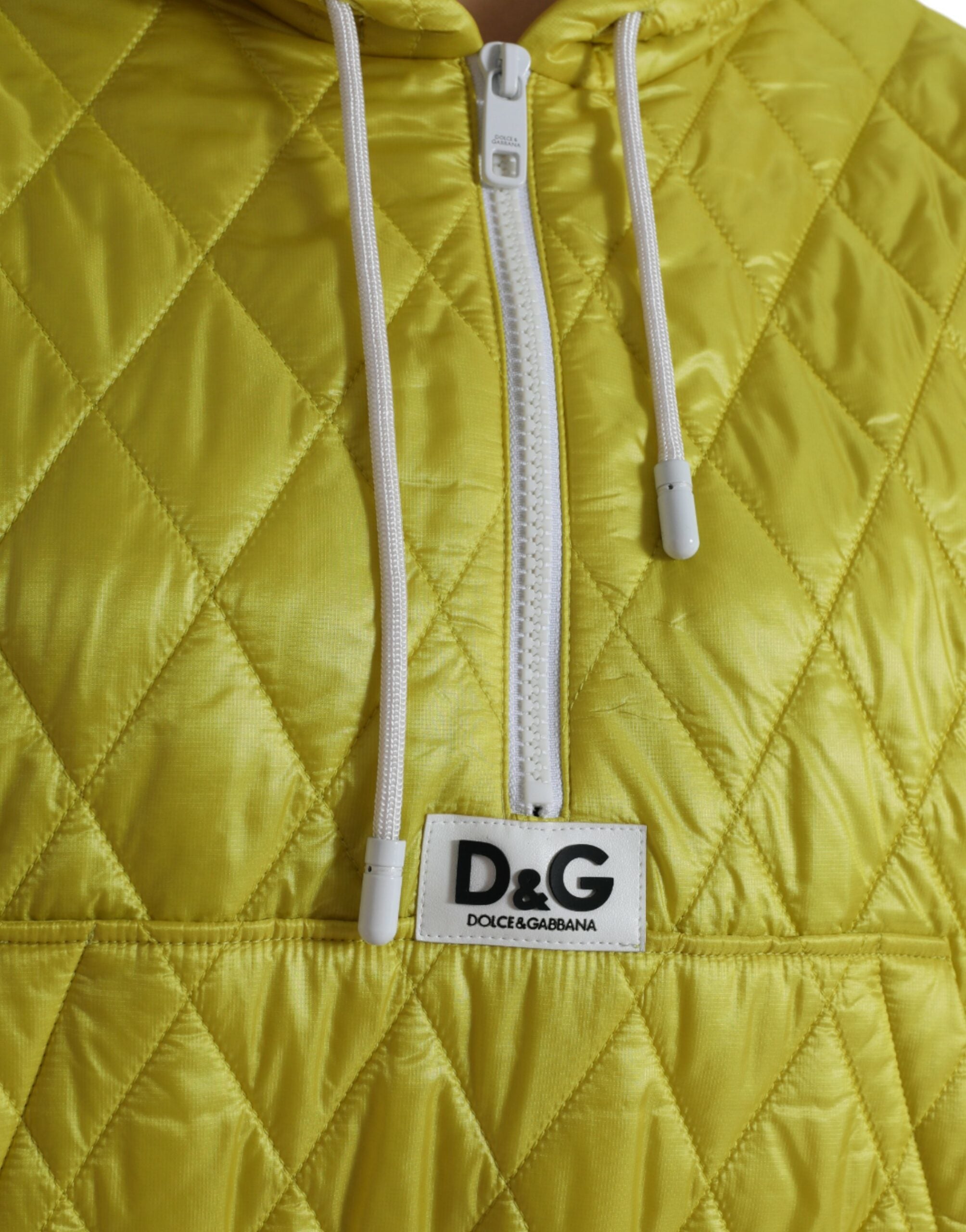 Dolce & Gabbana Veste pull à capuche matelassée en nylon jaune