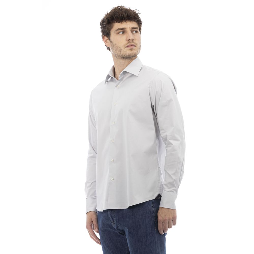 Baldinini Trend Chemise élégante en coton à col italien gris