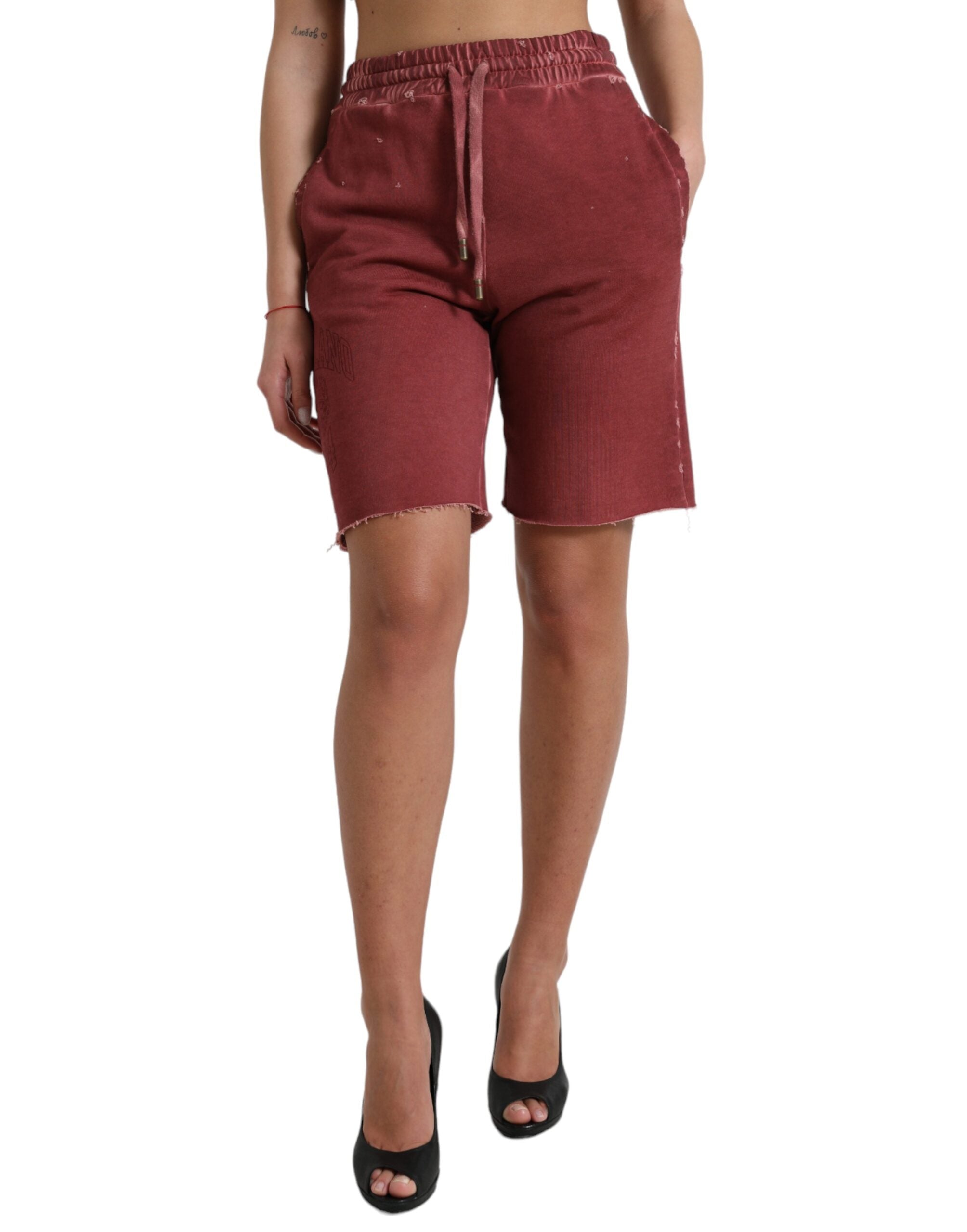 Dolce &amp; Gabbana Chic Short de survêtement taille haute marron de créateur