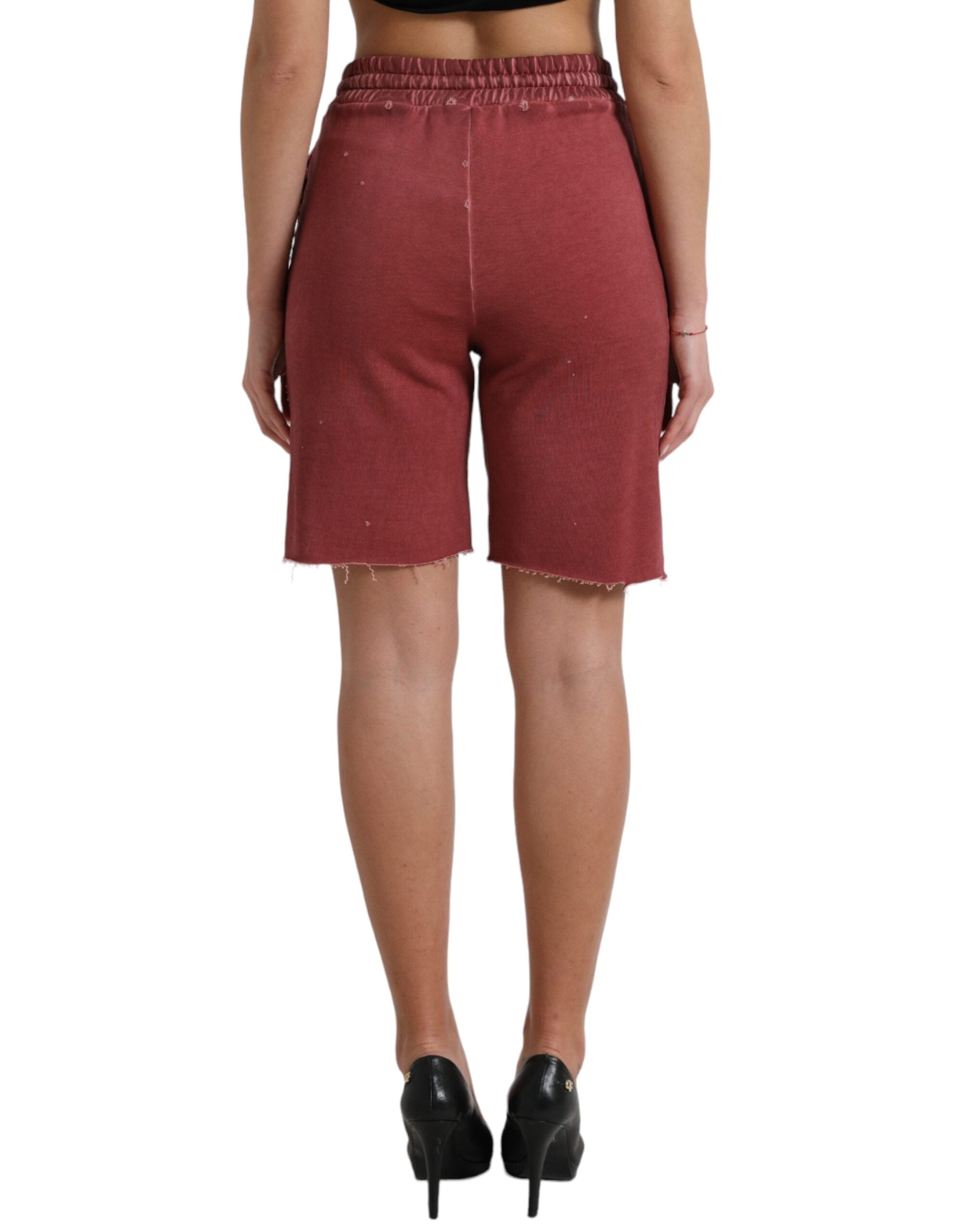 Dolce &amp; Gabbana Chic Short de survêtement taille haute marron de créateur