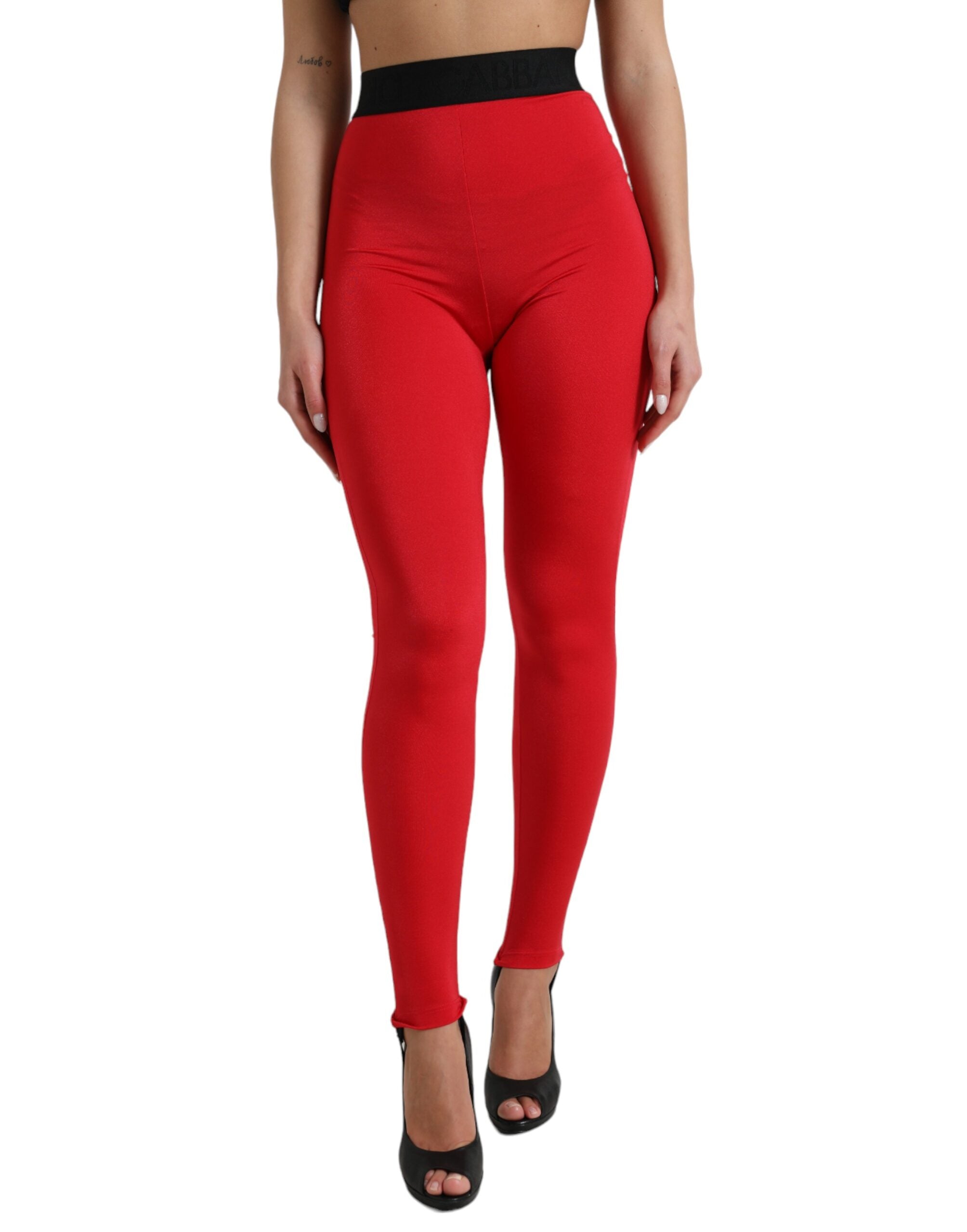 Dolce &amp; Gabbana Leggings rouges élégants taille haute