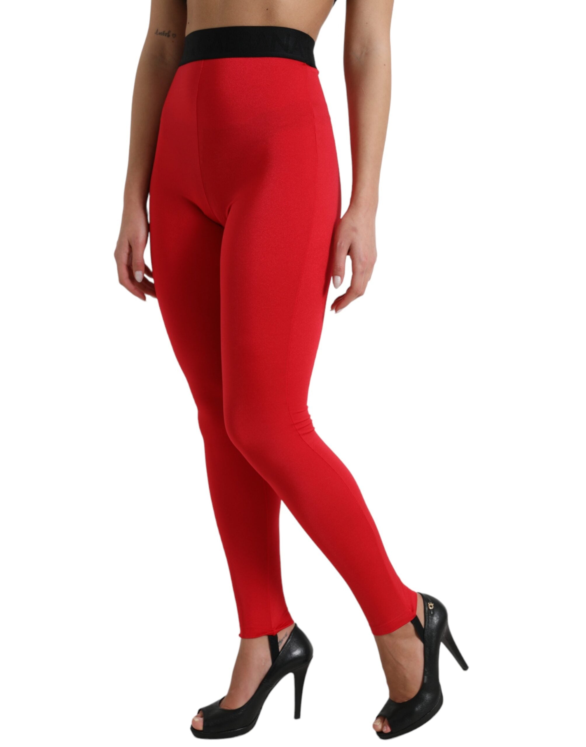 Dolce &amp; Gabbana Leggings rouges élégants taille haute